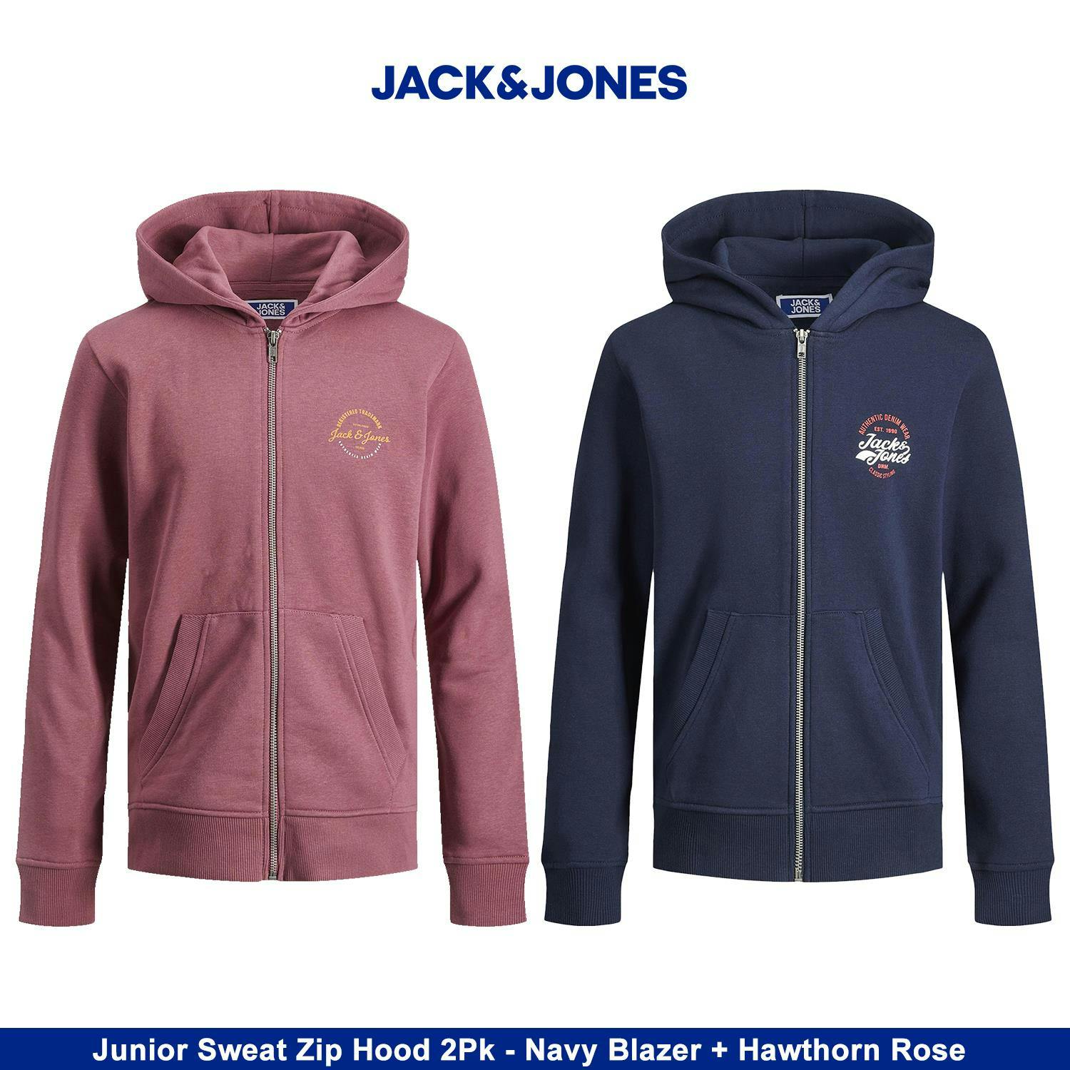 Jack & Jones Boys Navy Junior Sweat Zip Hoodies: And Hawthorn Rose/ Size 140 - Image 4
