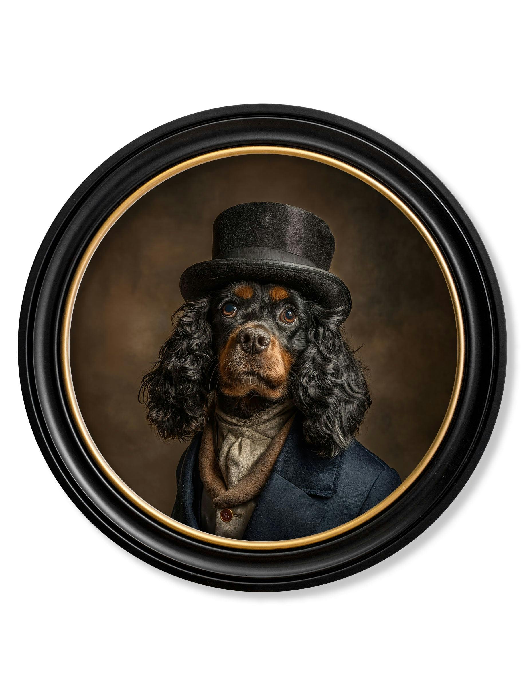 Rackhams Brown/Blue/Beige Lord Longears - Gentleman Cocker Spaniel Oxford Round Frame - 70 X 70Cm