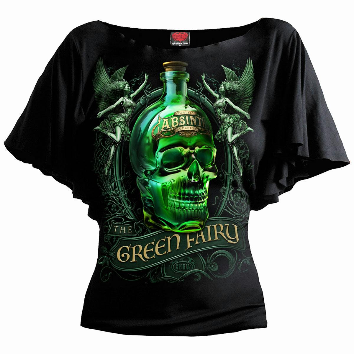 Spiral Direct Green/Black The Fairy - Boat Neck Bat Sleeve Top - 4XL - Digital - Digital