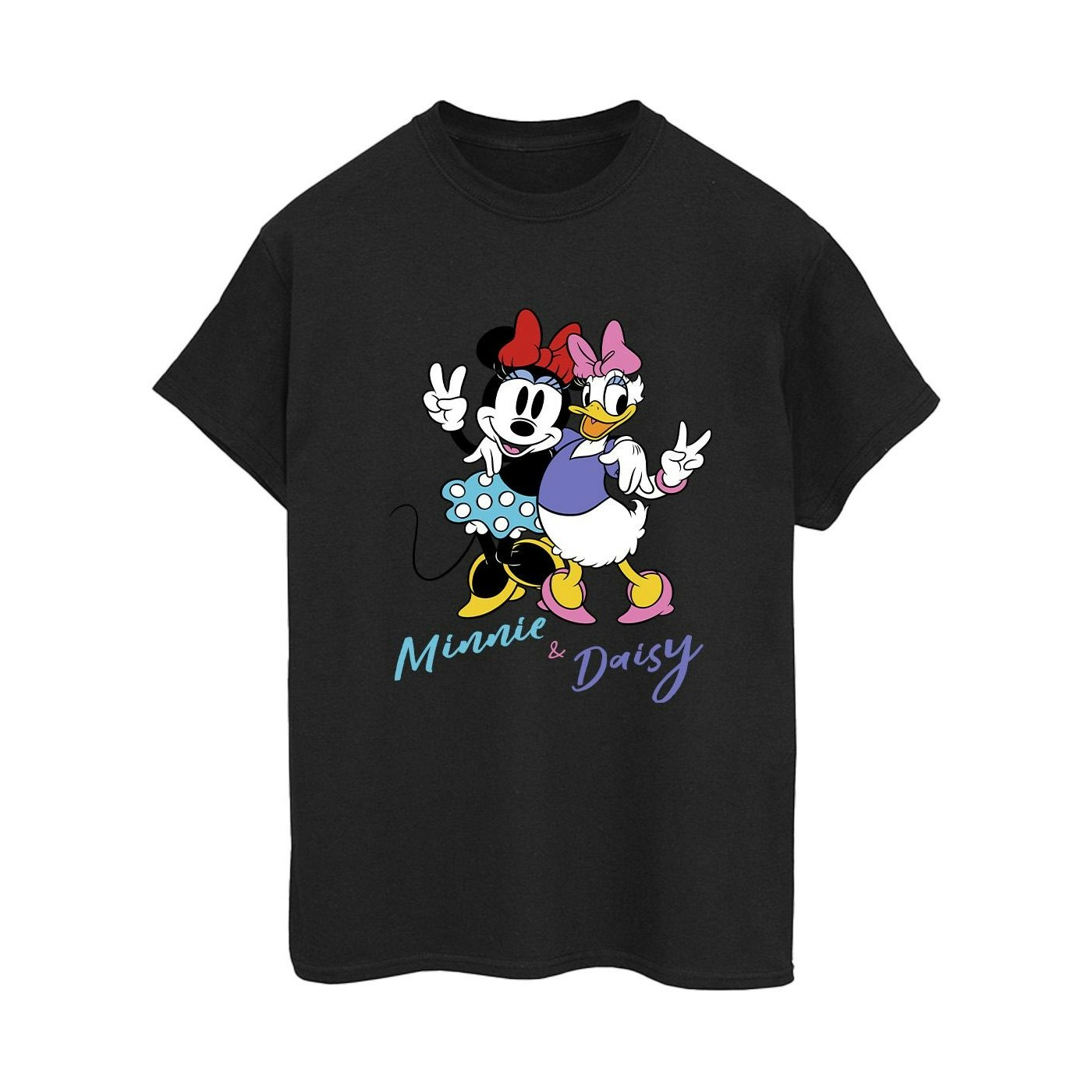 Disney Women's Black / Minnie Mouse And Daisy Cotton Boyfriend T-Shirt - 3XL