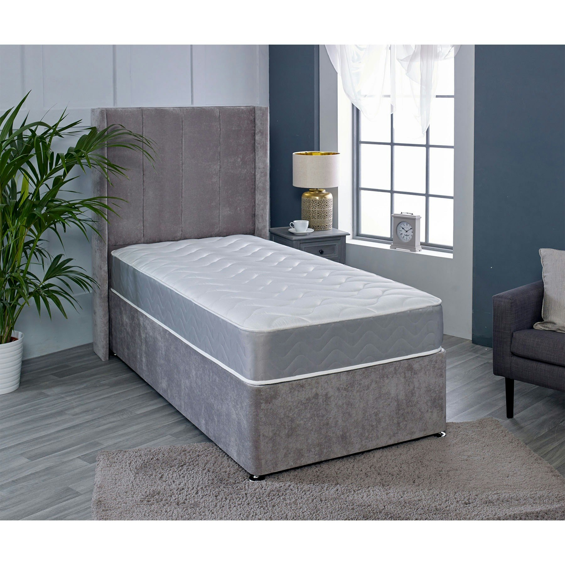 Rackhams Grey Twilight Hybrid Mattress - Soft Firmness Plush Comfort - 1 - 2Ft6 Shorty Small Single Mattress (75Cm X 175Cm)