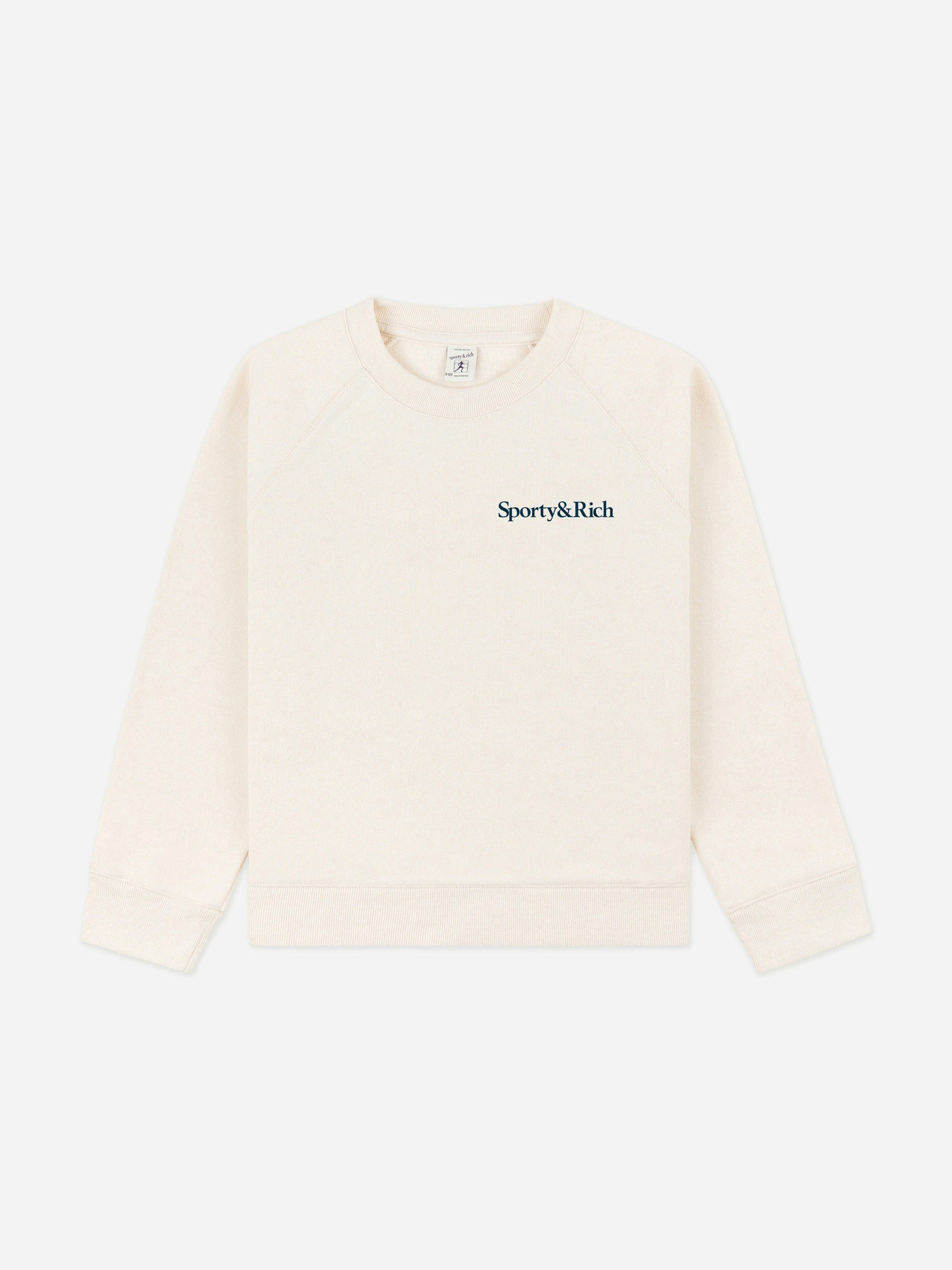 Sporty & Rich Unisex Kids Ivory Kids Eat More Veggies Sweatshirt In - 6 - 8 Yrs