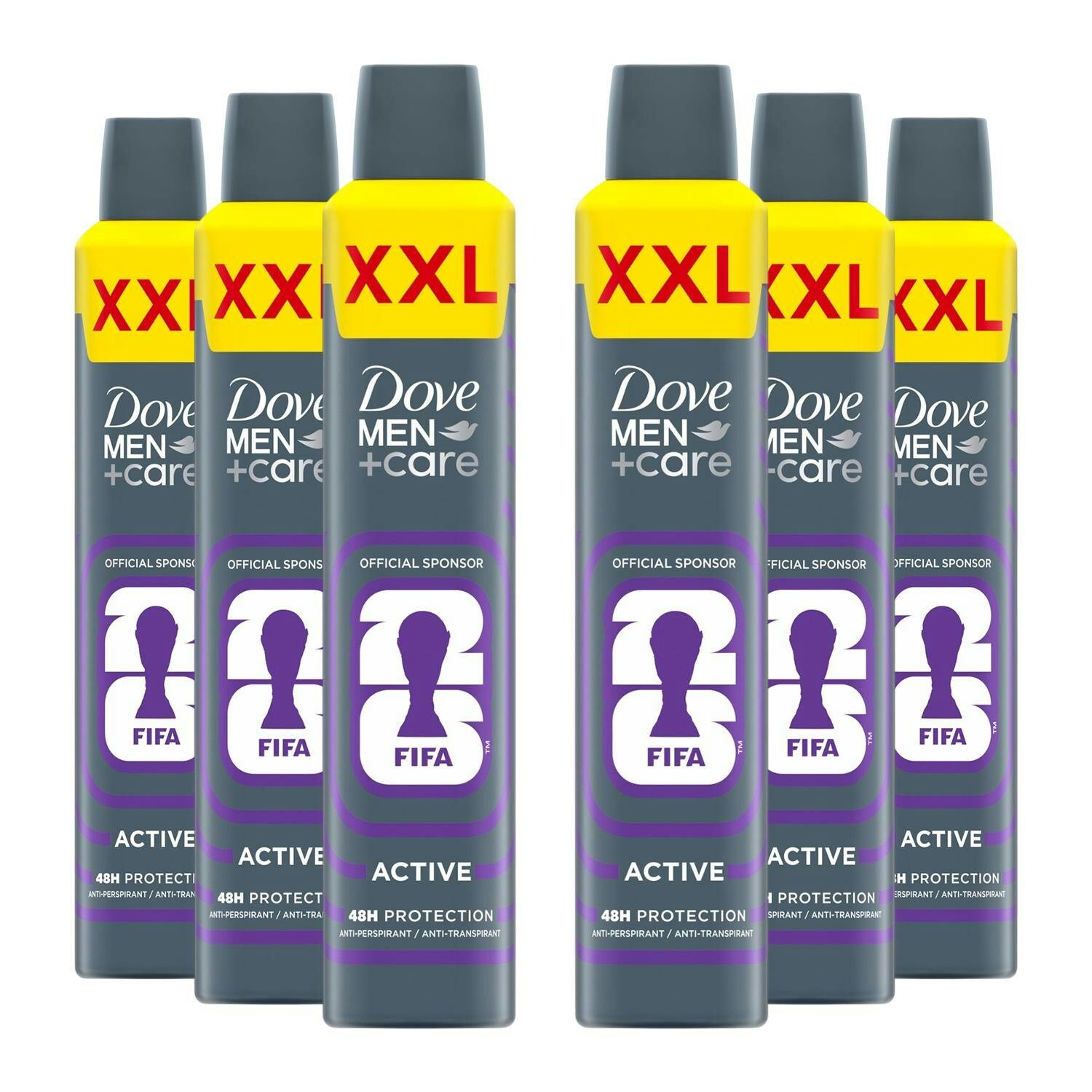 Dove Men+Care Fifa Active Xxl Anti-Perspirant Aerosol Deodorant Spray 300Ml, 6Pk - Image 4