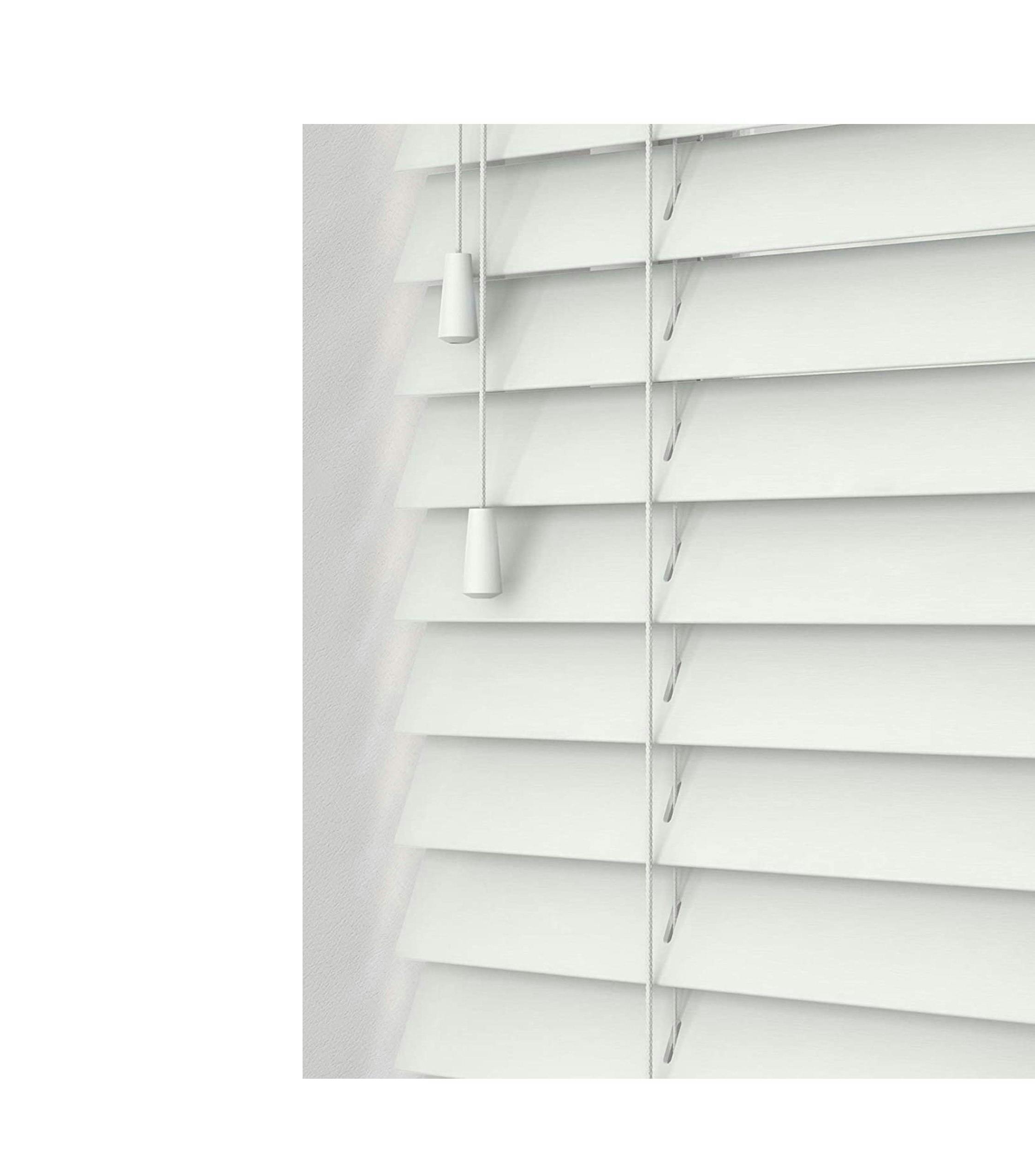 Rackhams White Ultra Wooden Venetian Blinds With Strings (130Cm Drop) - 75Cm