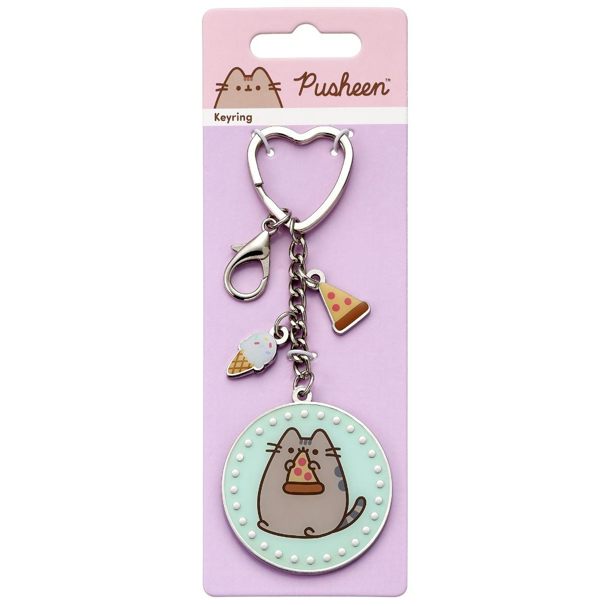 The Carat Shop Blue/Silver Pusheen The Cat Pizza Keyring With Mini Charms