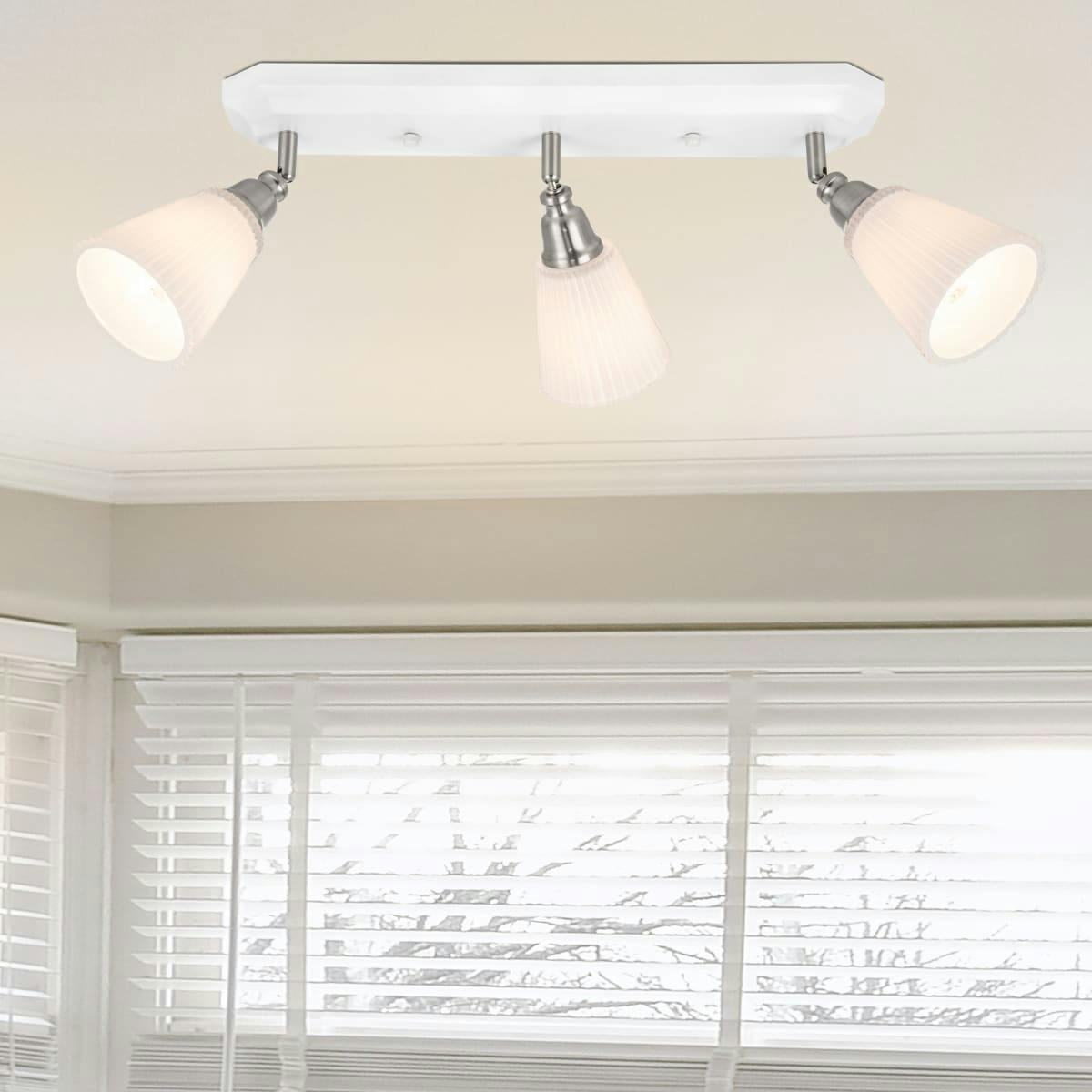 Cosylyte Light/White Leverton 3 Ribbed Glass Spot - Bar