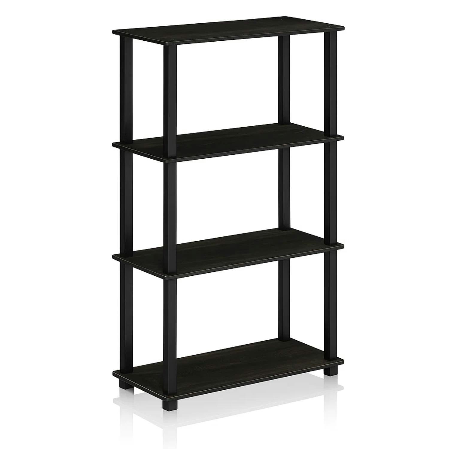 Walplus Black Durable Turn-S-Tube 4-Tier Multipurpose Shelf Display Rack With Square Tube, Espresso/ For Entryway