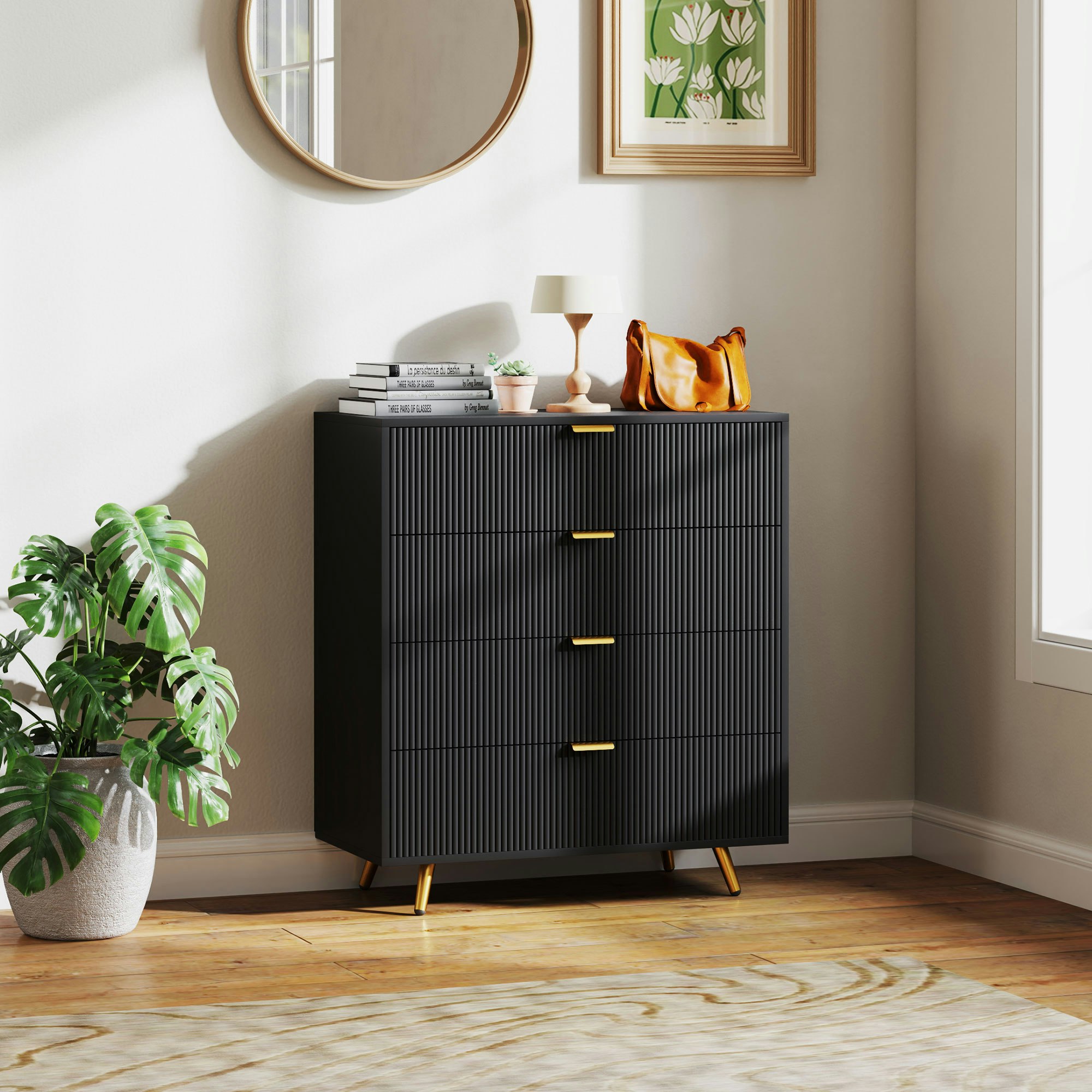 Portland 4 Drawer Chest of Drawers Black Metal - Image 3