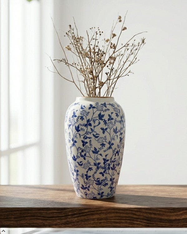 Rackhams Blue Floral Ceramic Decorative Vase