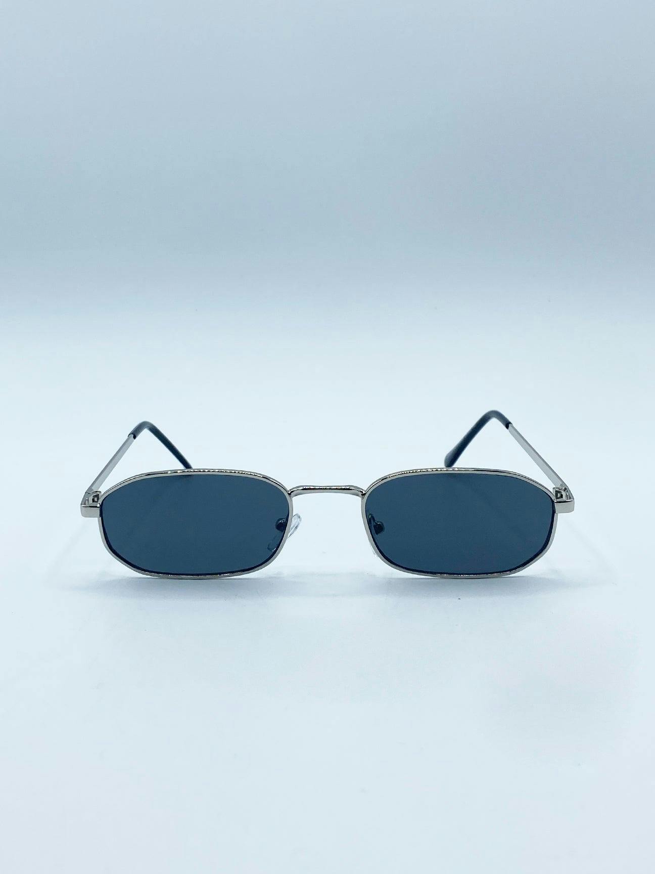 Svnx Silver/Black Slim Metal Oval Frame In With Lenses - One Size