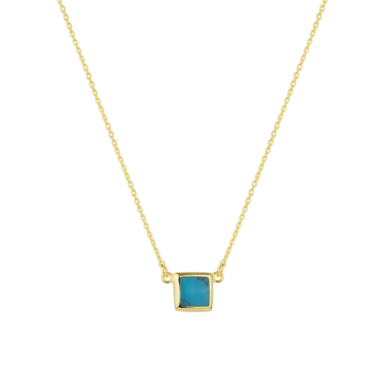 Spero London Turquoise/Silver/Gold Square Sterling Necklace