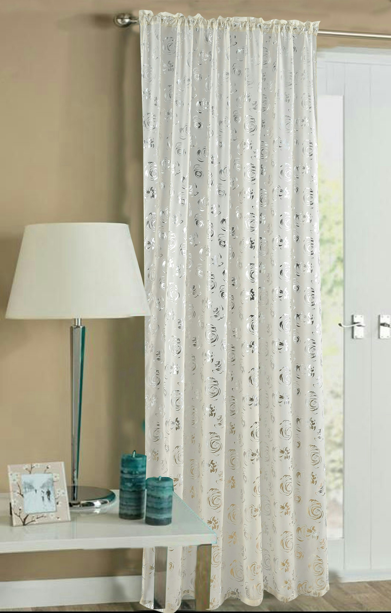 Velosso Cream Geneva Slot Top Voile Panel - 150Cm X 137Cm