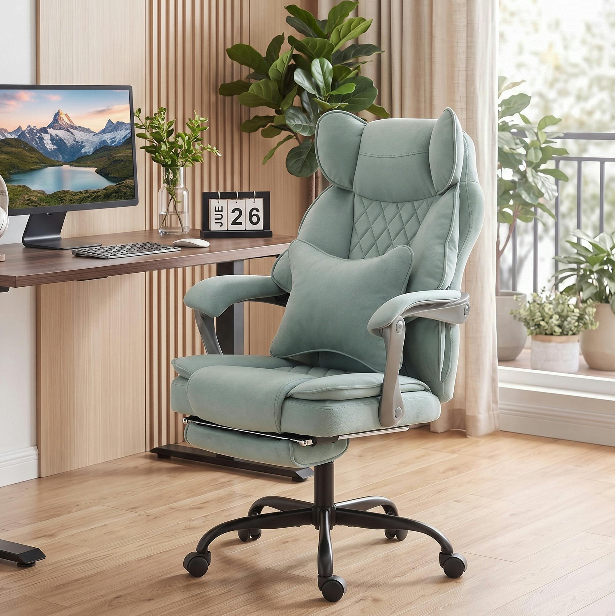 Rackhams Light/Blue Big And Tall Office Chair With Lumbar Support,