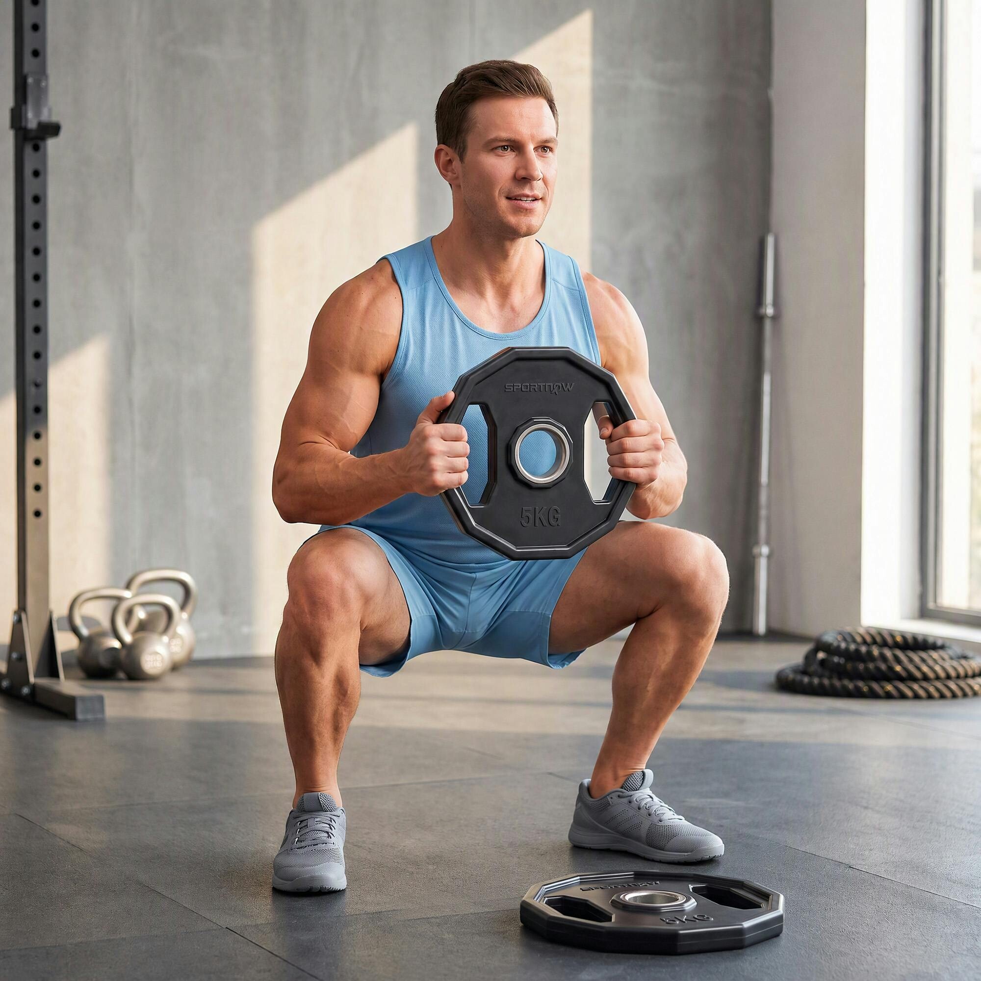 Sportnow Olympic Weight Plates Set With 2"/5Cm Holes For Home Gym, 2 X 5Kg