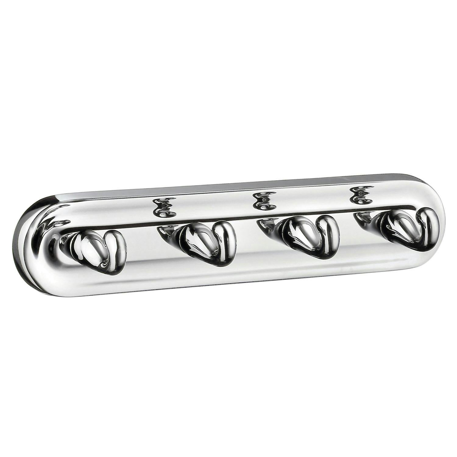 Smedbo Polished Chrome Quadruple Towel Hook Rail 44Mm X 230Mm Wall Mounted Bathroom Rectangular Robe Hooks Clothes Hanger Coat Peg