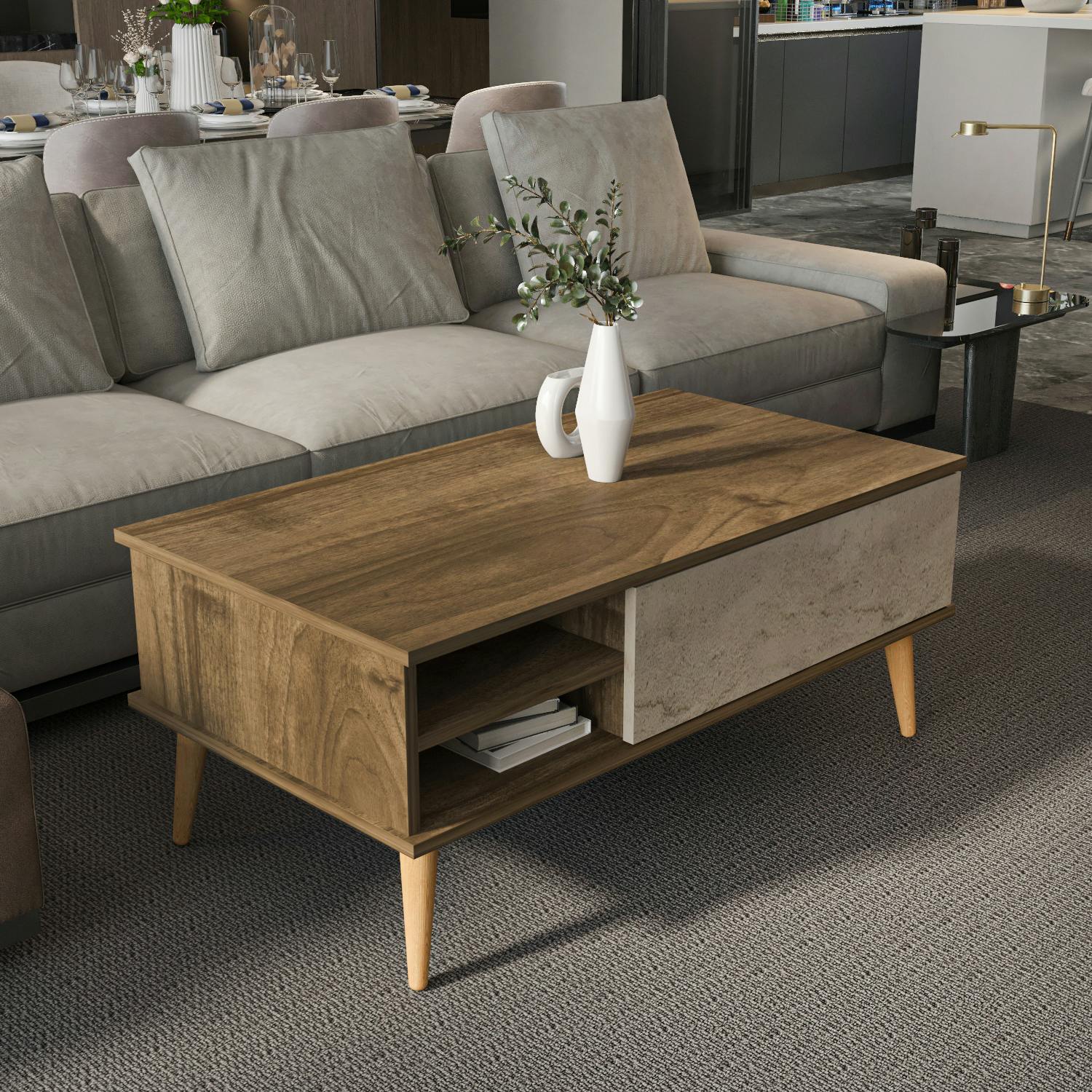 Rackhams Como 110 Cm Modern Coffee Table - Walnut Traverter
