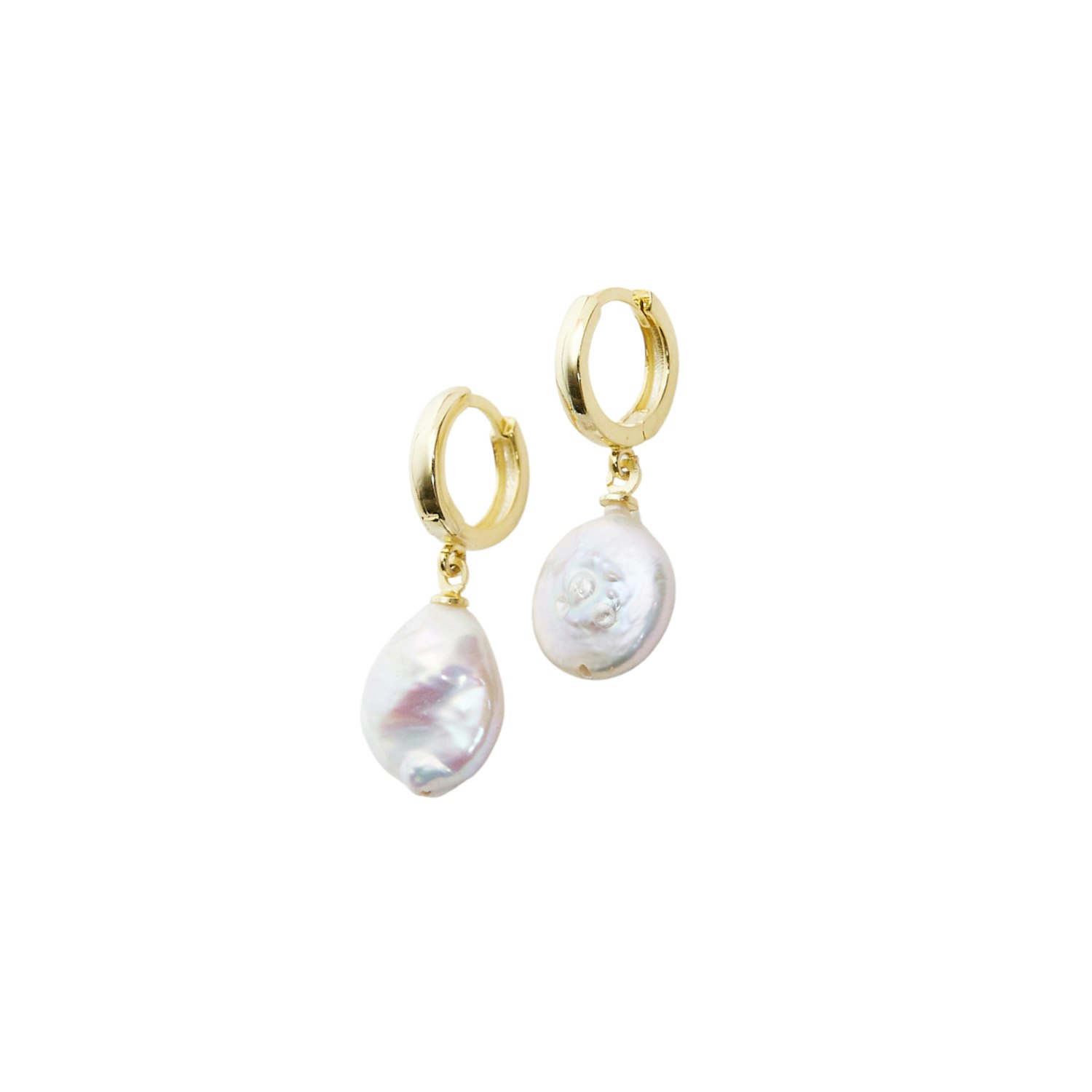 Spero London Gold Treated Freshwater Cultured Baroque Pearl Hoop Earrings