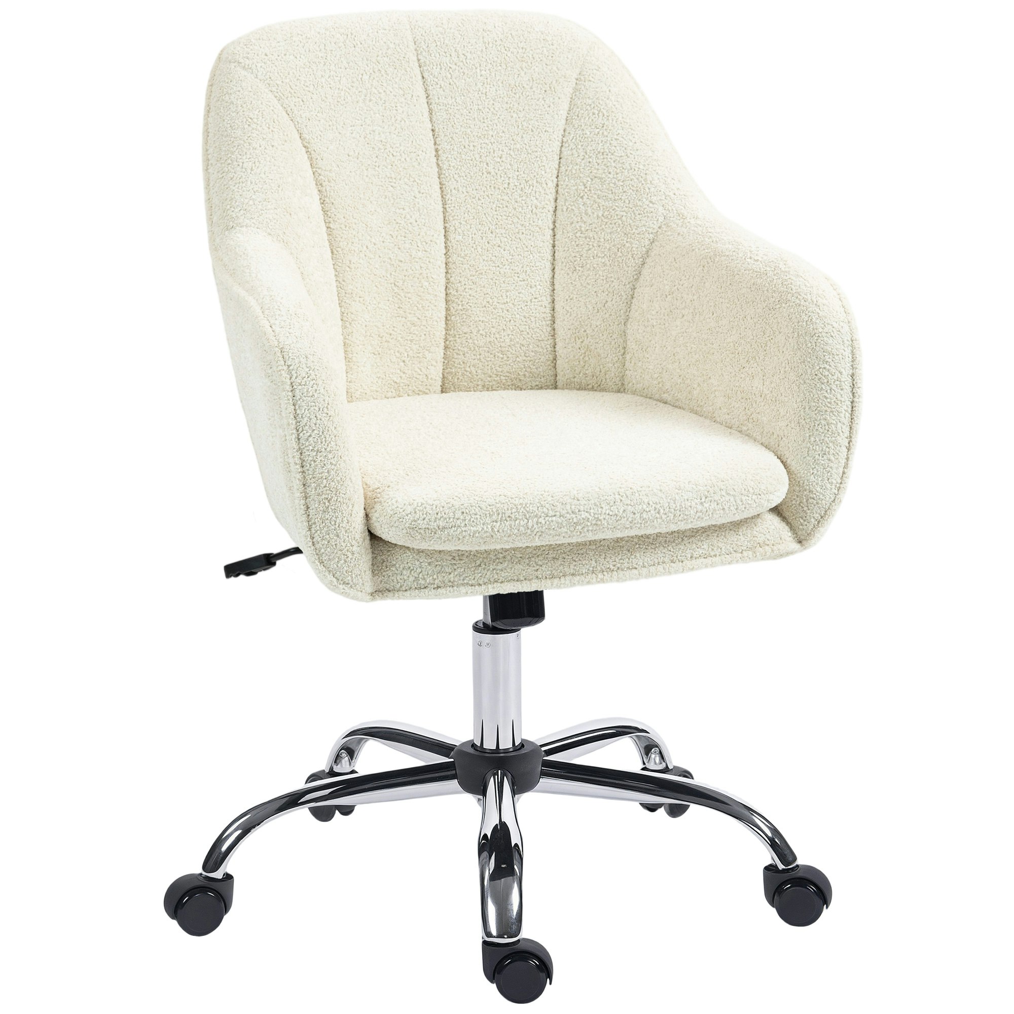 Homcom Beige Modern Velvet Office Desk Chair For Bedroom, Living Room,