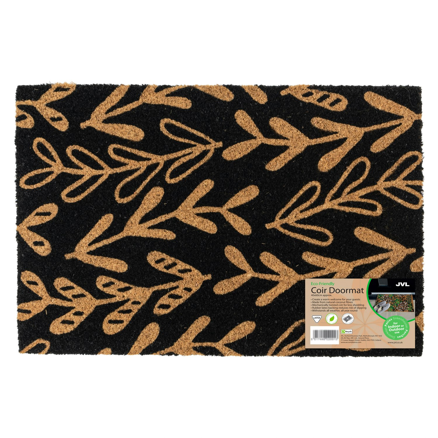 Rackhams Black Eco-Friendly Latex Backed Coir Entrance Doormat, 40X60cm - Sycamore - 1 - Image 3
