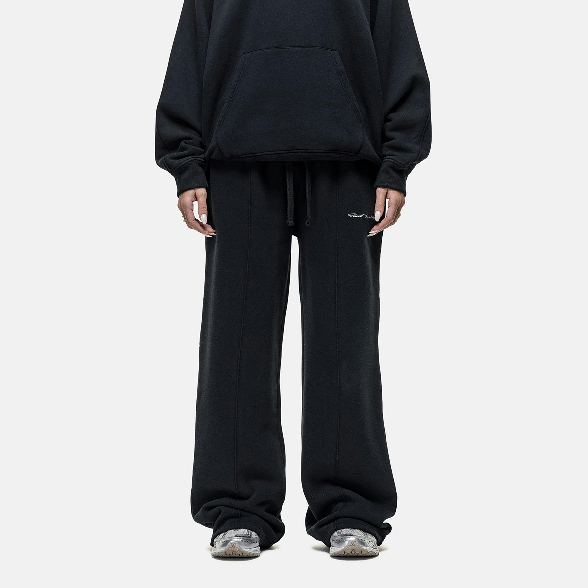 Good For Nothing Black Seam Detail Wide Leg Relaxed Jogger - Xs