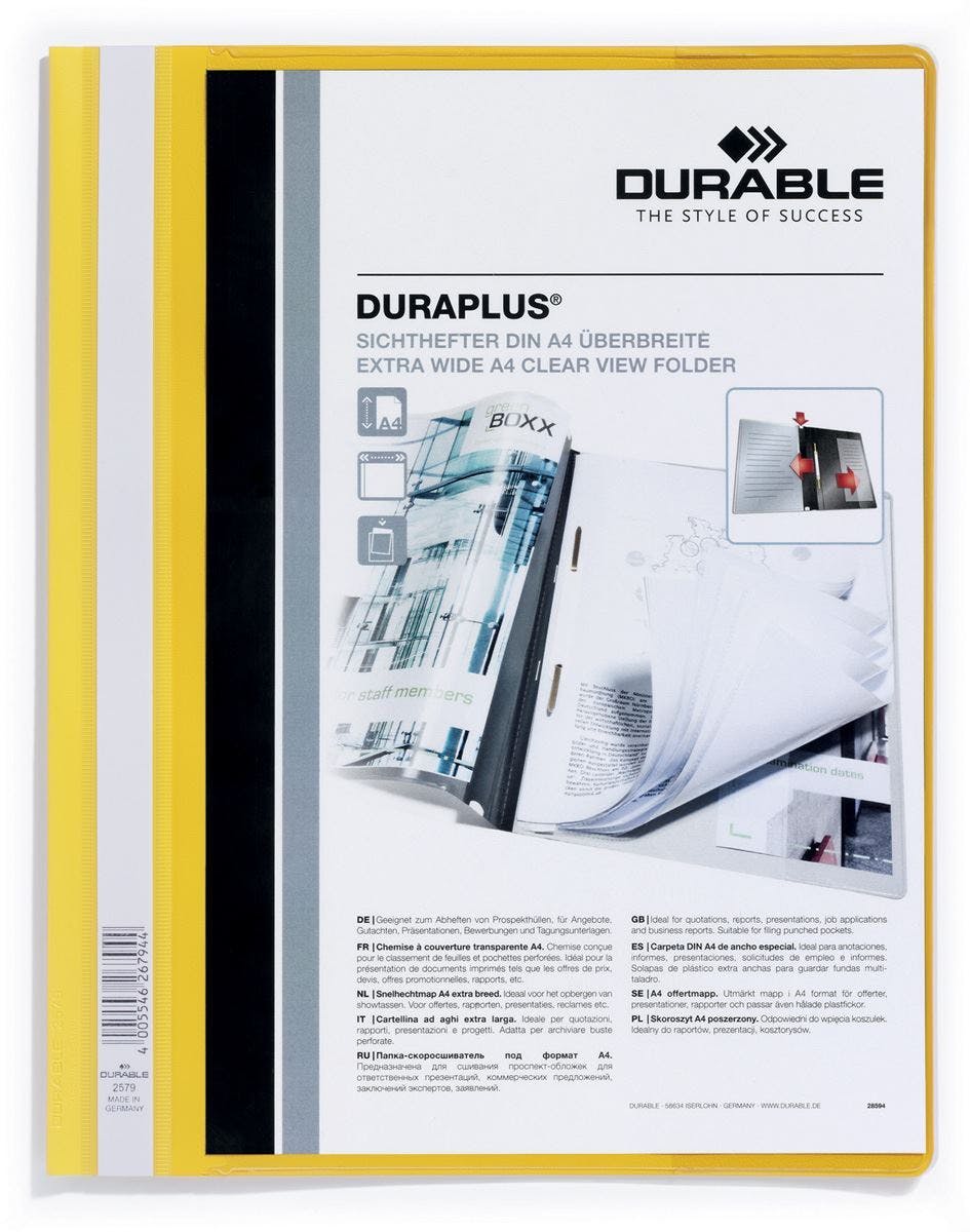 Rackhams Yellow Duraplus Project Folder Document Report File | 25 Pack | A4+