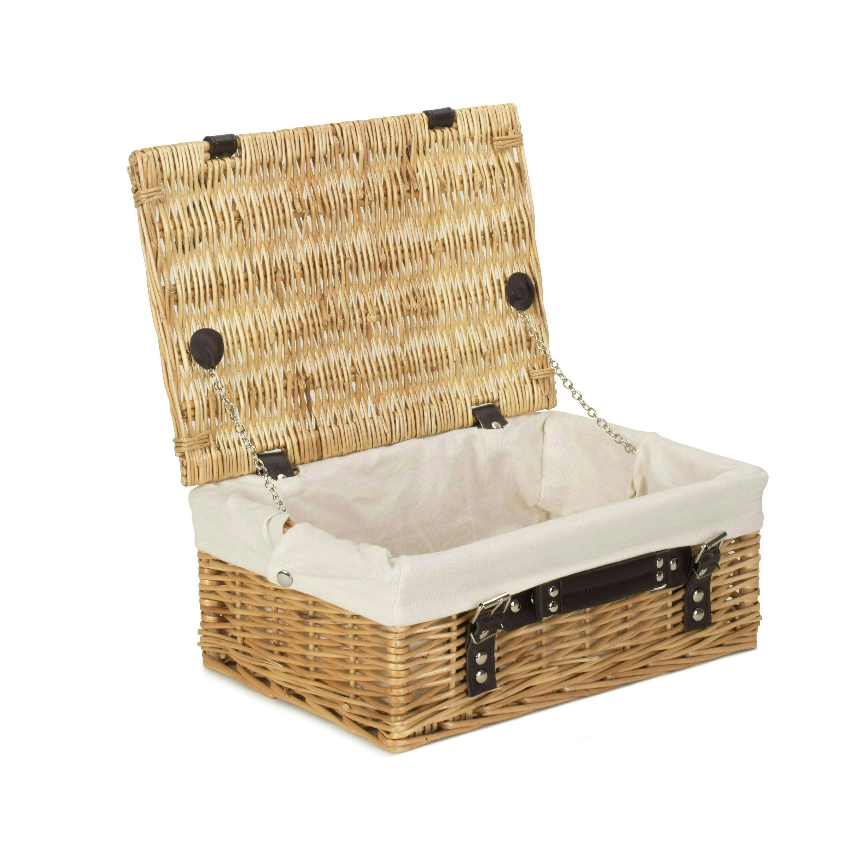 Rackhams White 36Cm Buff Willow Wicker Picnic Basket