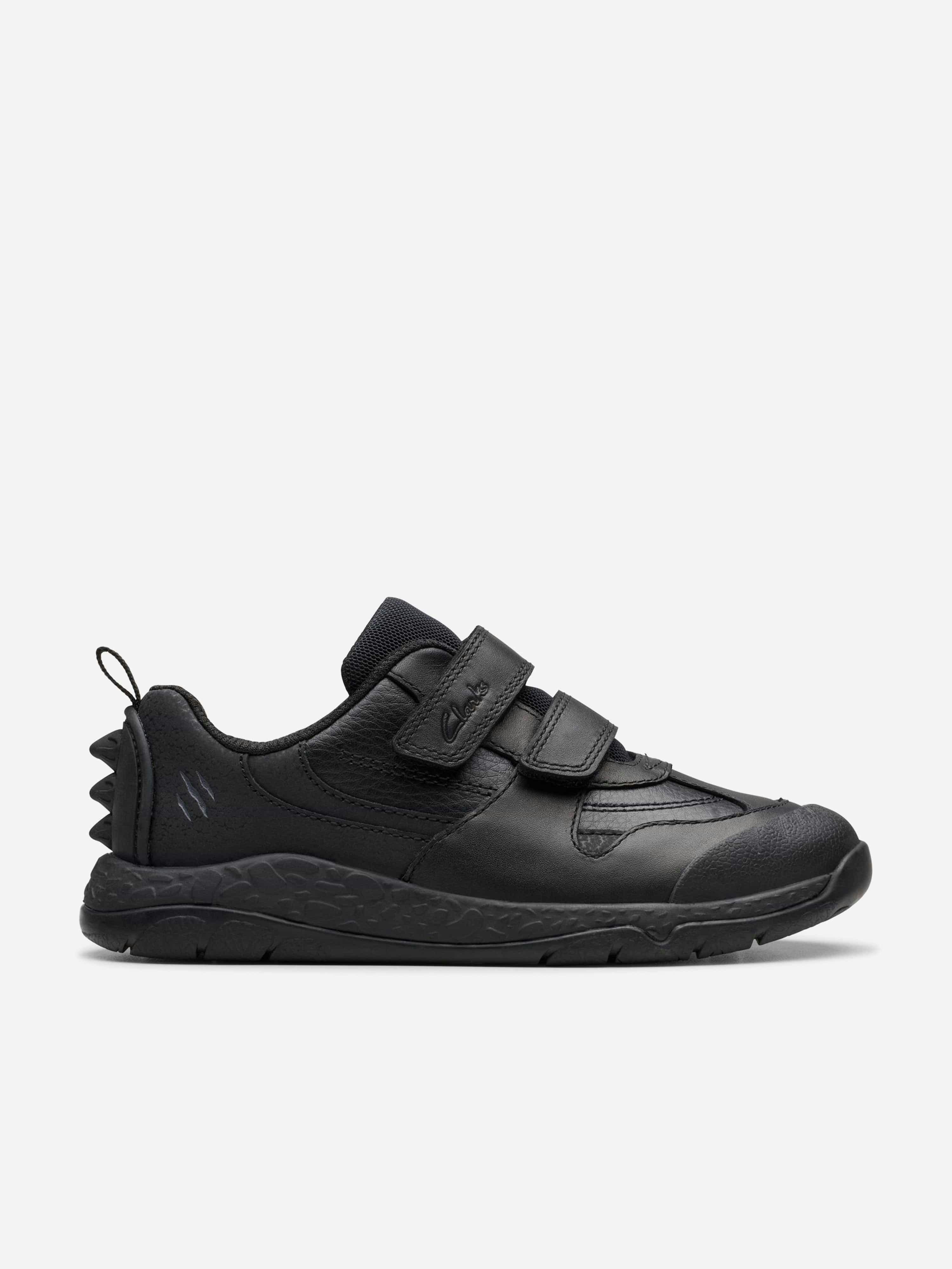 Clarks Boys Black Leather Steggy2 Pace Trainers In - Eu 27.5 Uk 9.5