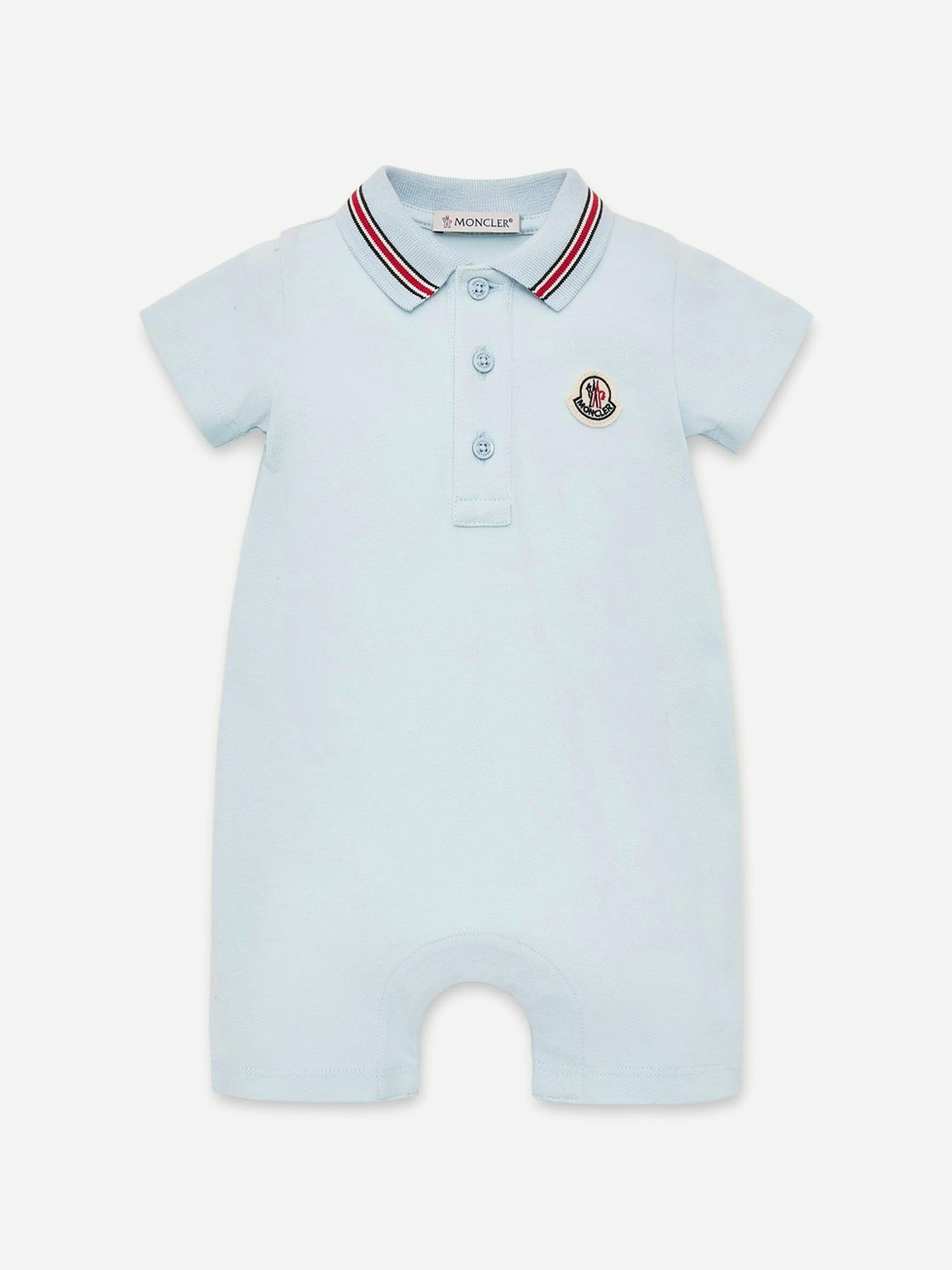 Moncler Enfant Men's Blue Baby Boys Cotton Logo Romper In - 9-12 Mths