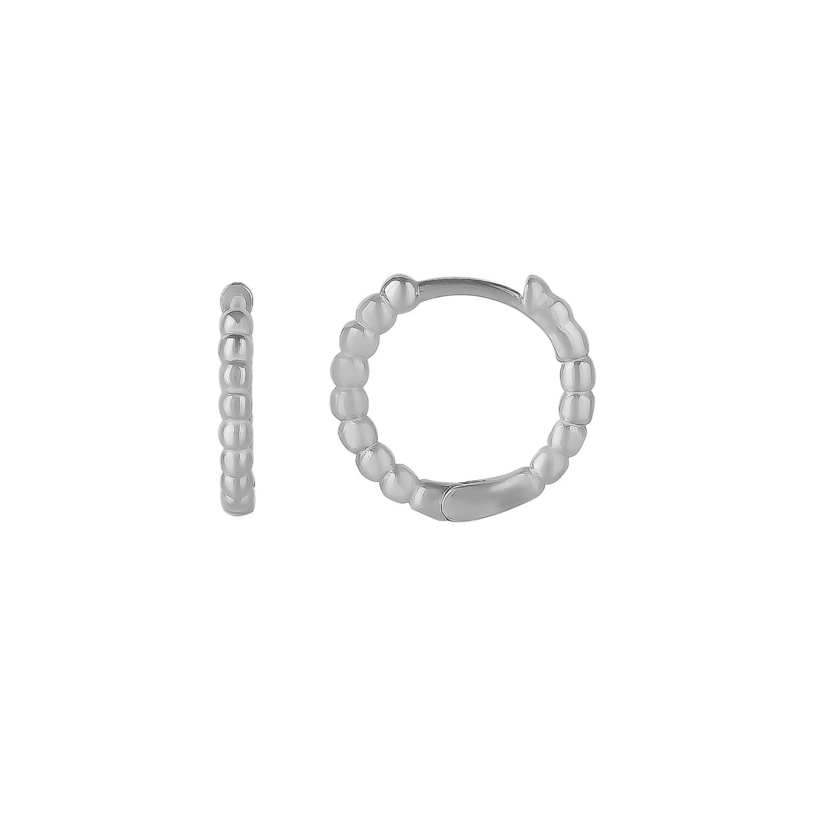 Spero London Silver Bead Hoop Sterling Earrings