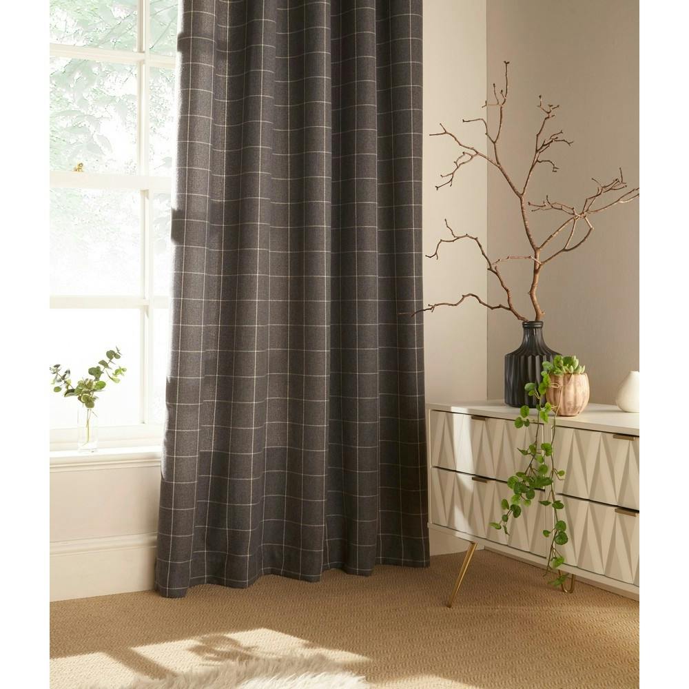 Rackhams Grey Ellis Ringtop Eyelet Curtains - 229 X 183 Cm - 100% Polyester