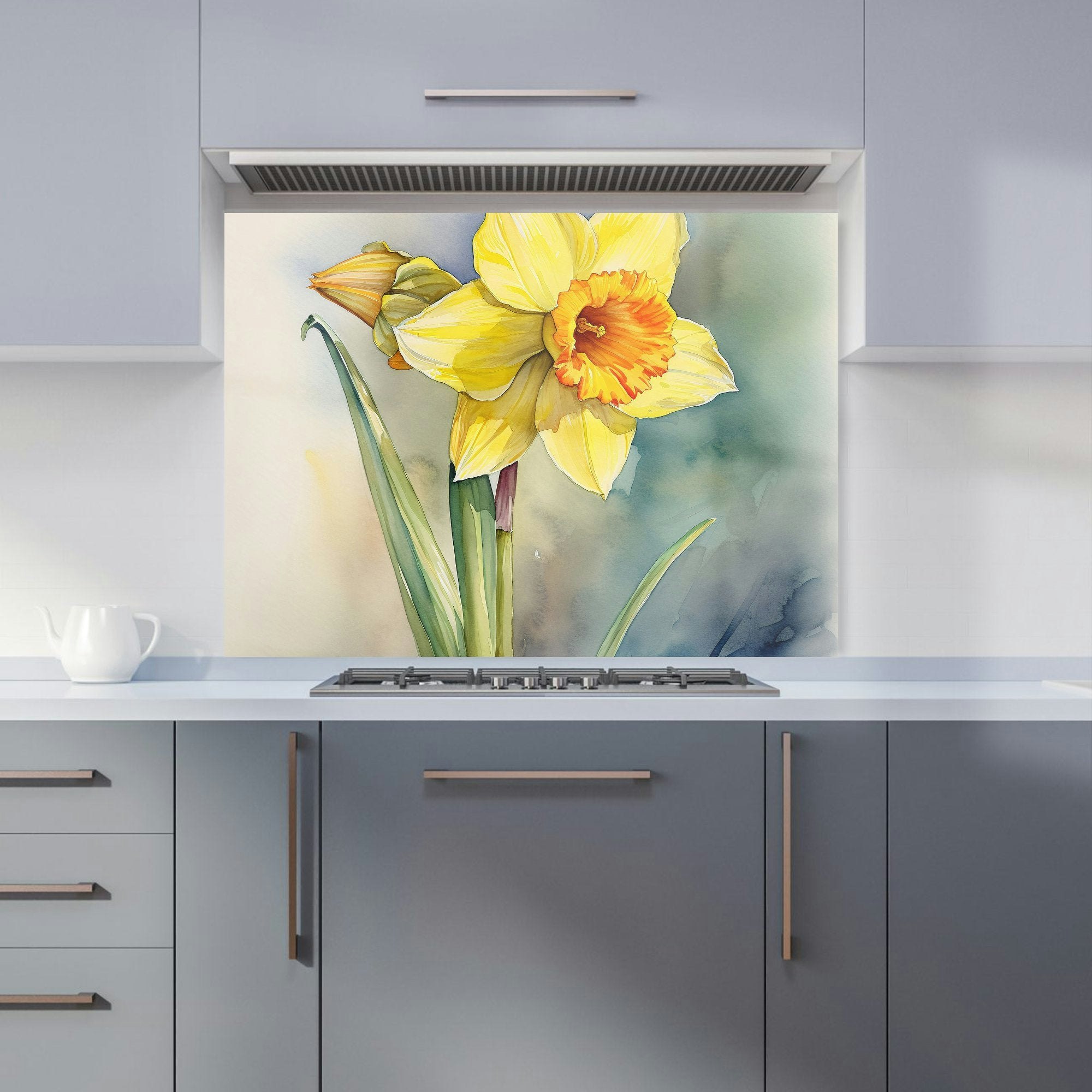 Warren Reed - Designer Daffodil Watercolour Kitchen Splashback - W900mm X H650mm