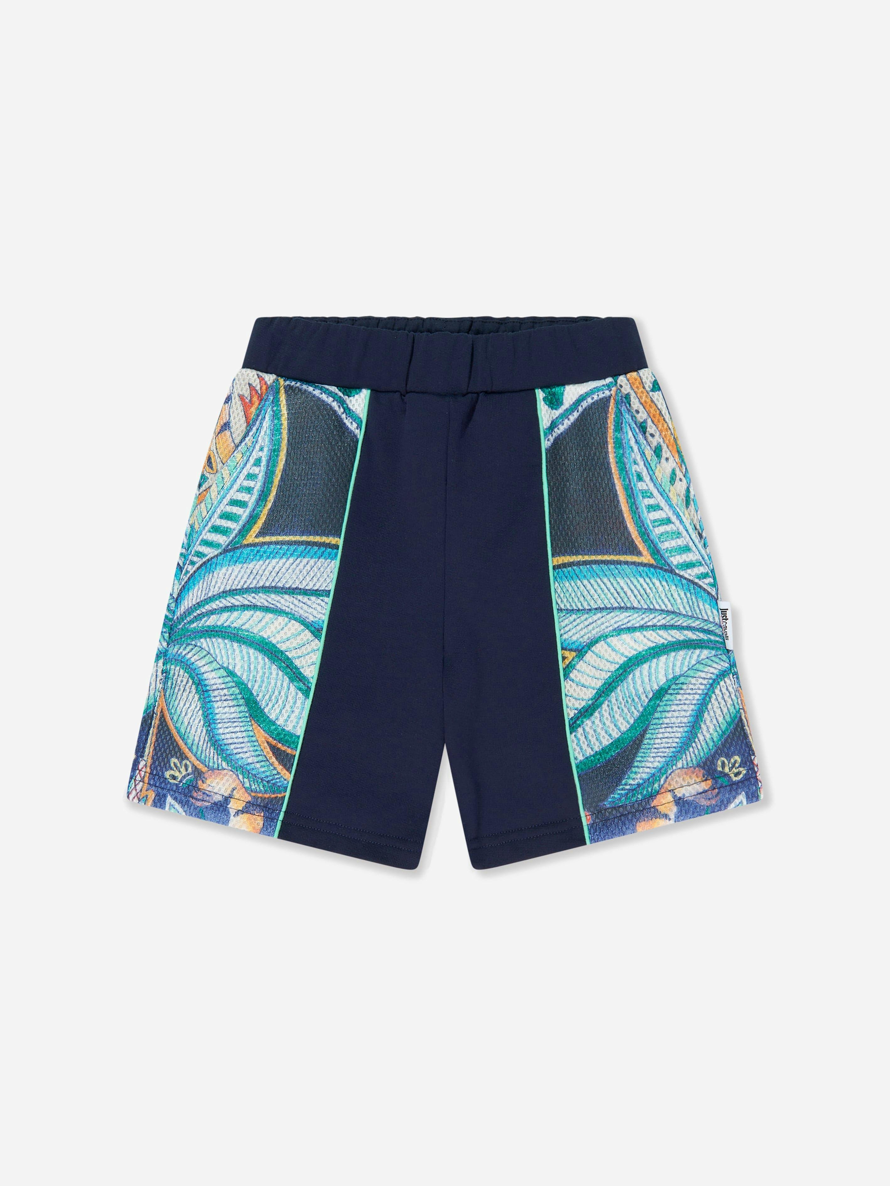 Just Cavalli Boys Khandi Fleece Bermuda Shorts In Navy - Navy - 3 Yrs