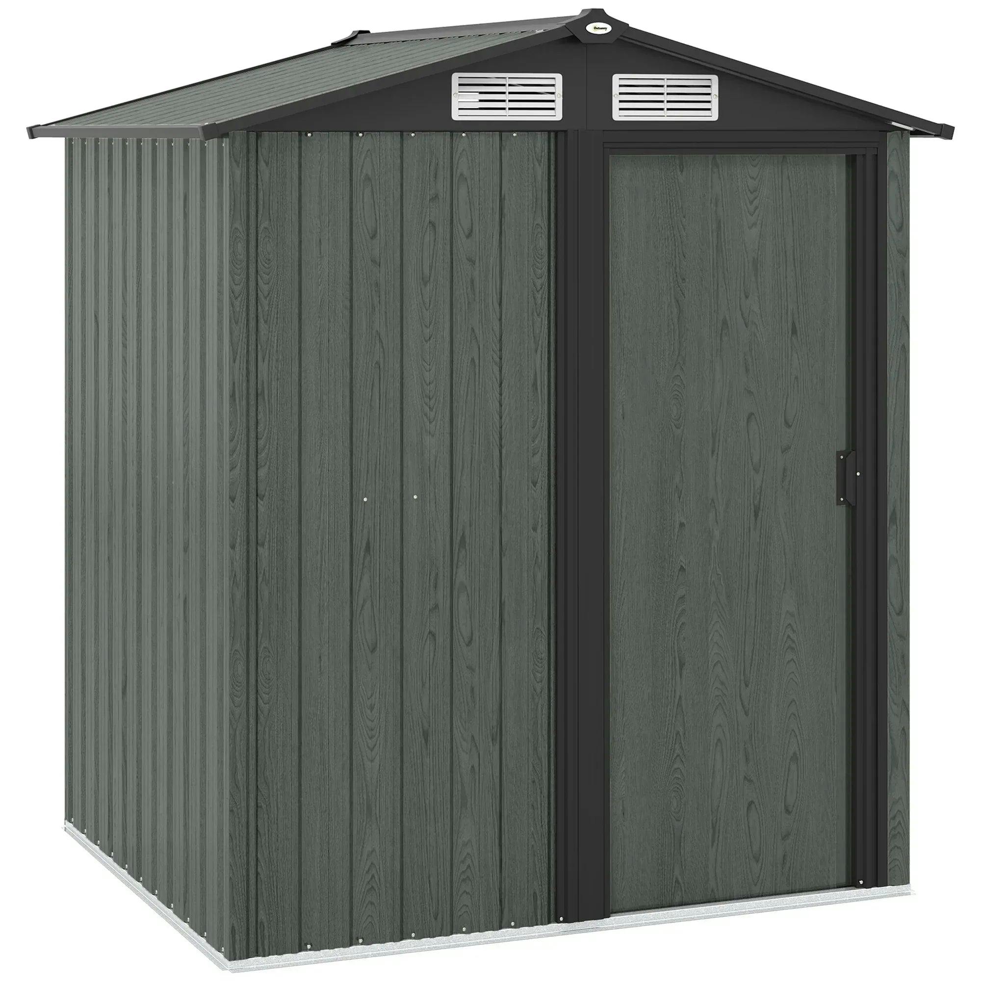 George Grey Outsunny 5Ft X 4.3Ft Outdoor Metal Storage Shed With Sliding Door Sloped Roof - Image 4