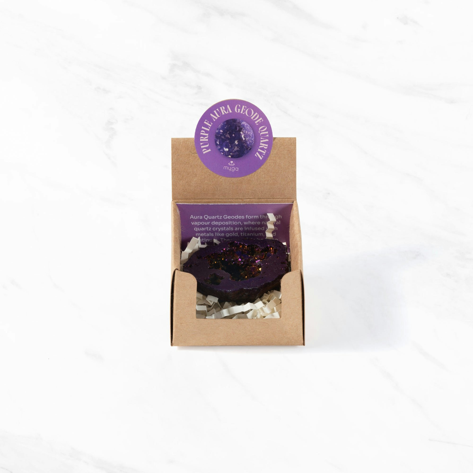 Myga Purple Aura Geode Quartz Crystals - Singles