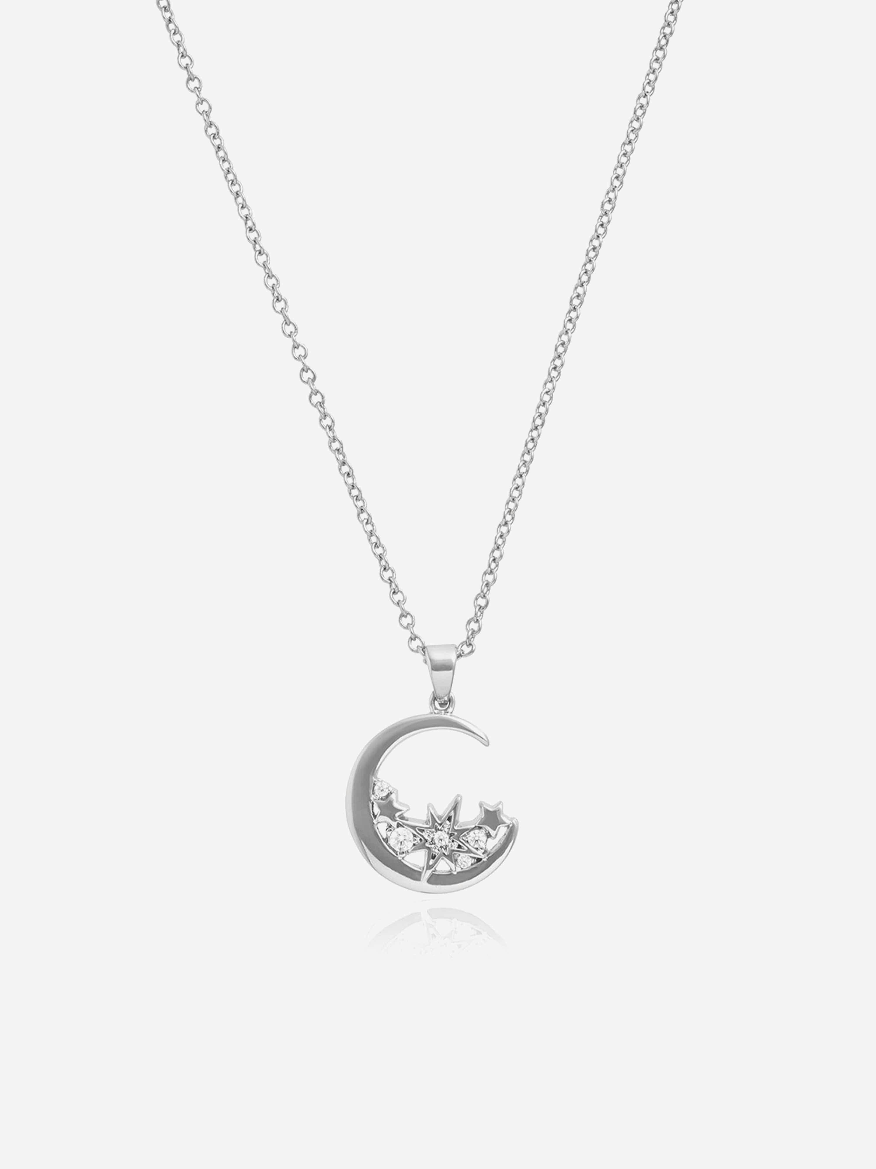 Olivia Burton Girls Silver Celestial Cluster Moon Necklace In (457Mm) - One Size