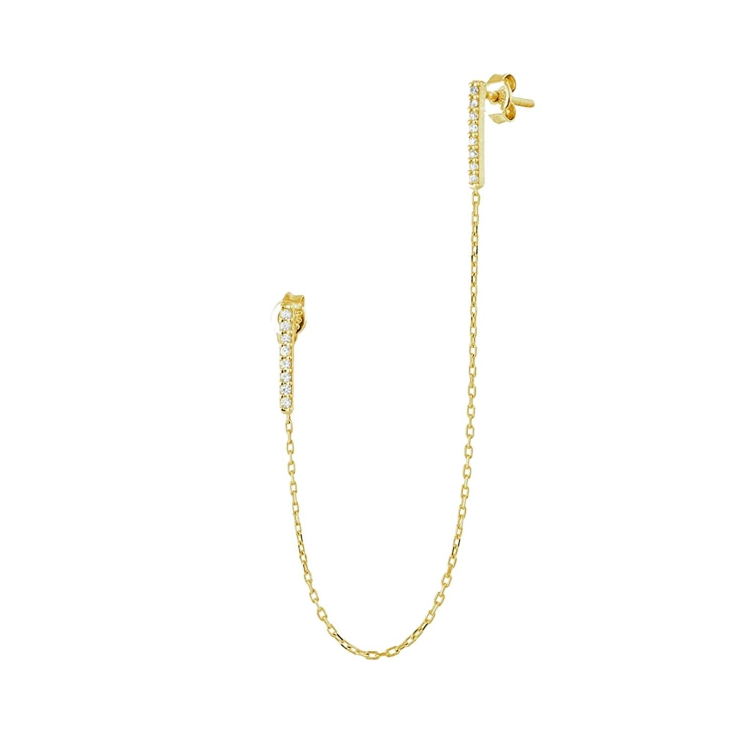 Spero London Silver Chained Bar Chain Earring Sterling - Image 2