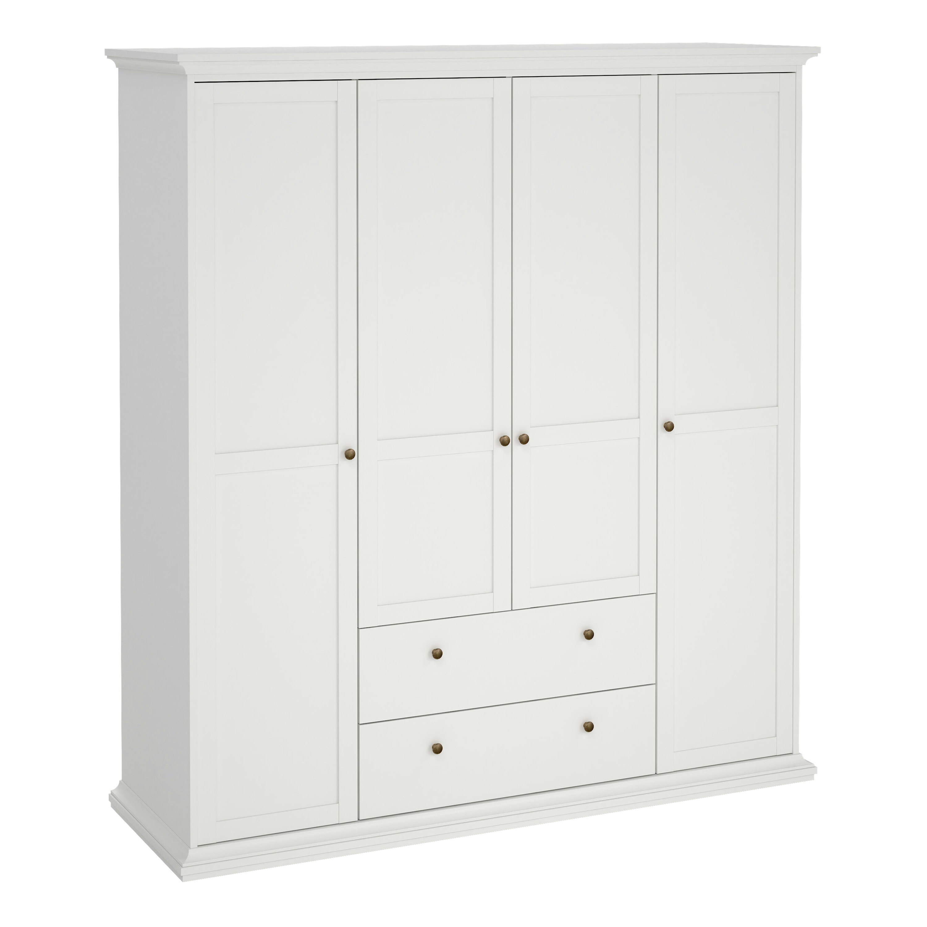 Rackhams White Paris Wardrobe With 4 Doors And 2 Drawers In - Malemine - 1