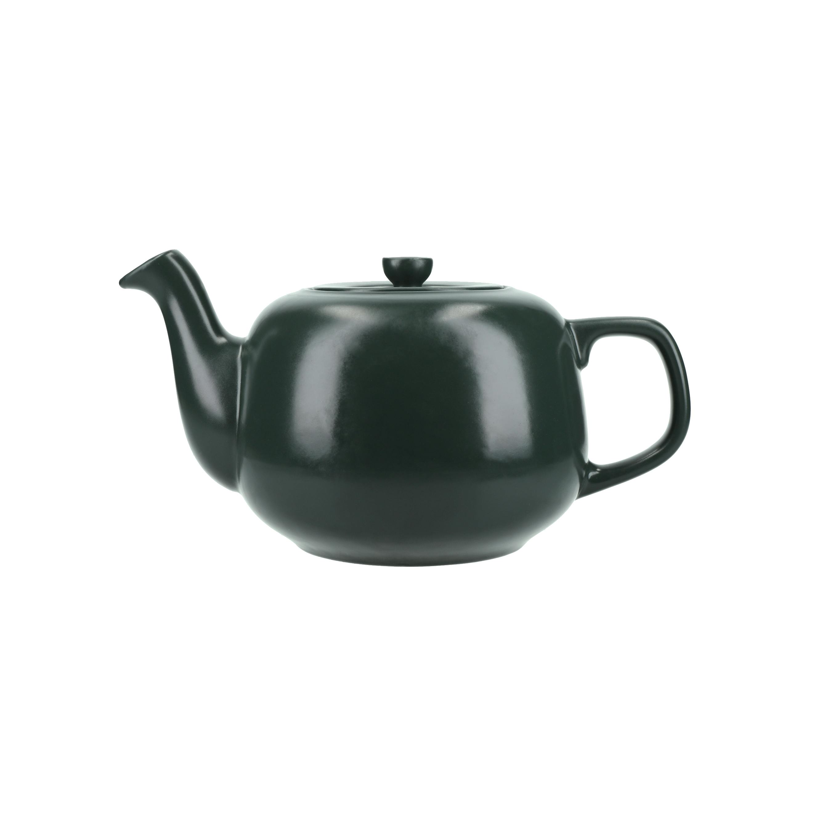 Rackhams Green Classic 4 Cup Ceramic Teapot, 1.2L Teapot With Non-Drip Spout - Stoneware - Teapot