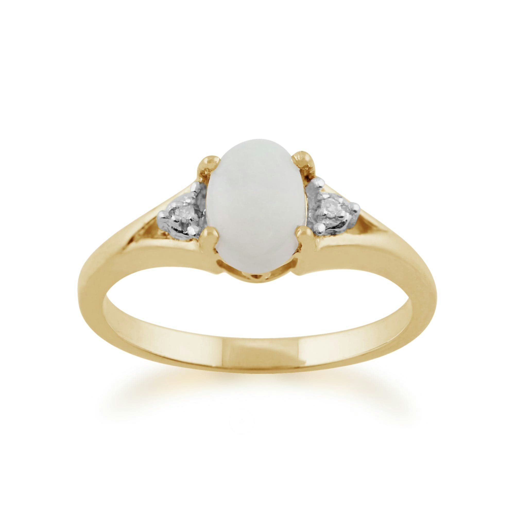 Gemondo Yellow/Gold Classic Oval Opal & Diamond Ring In 9Ct - O