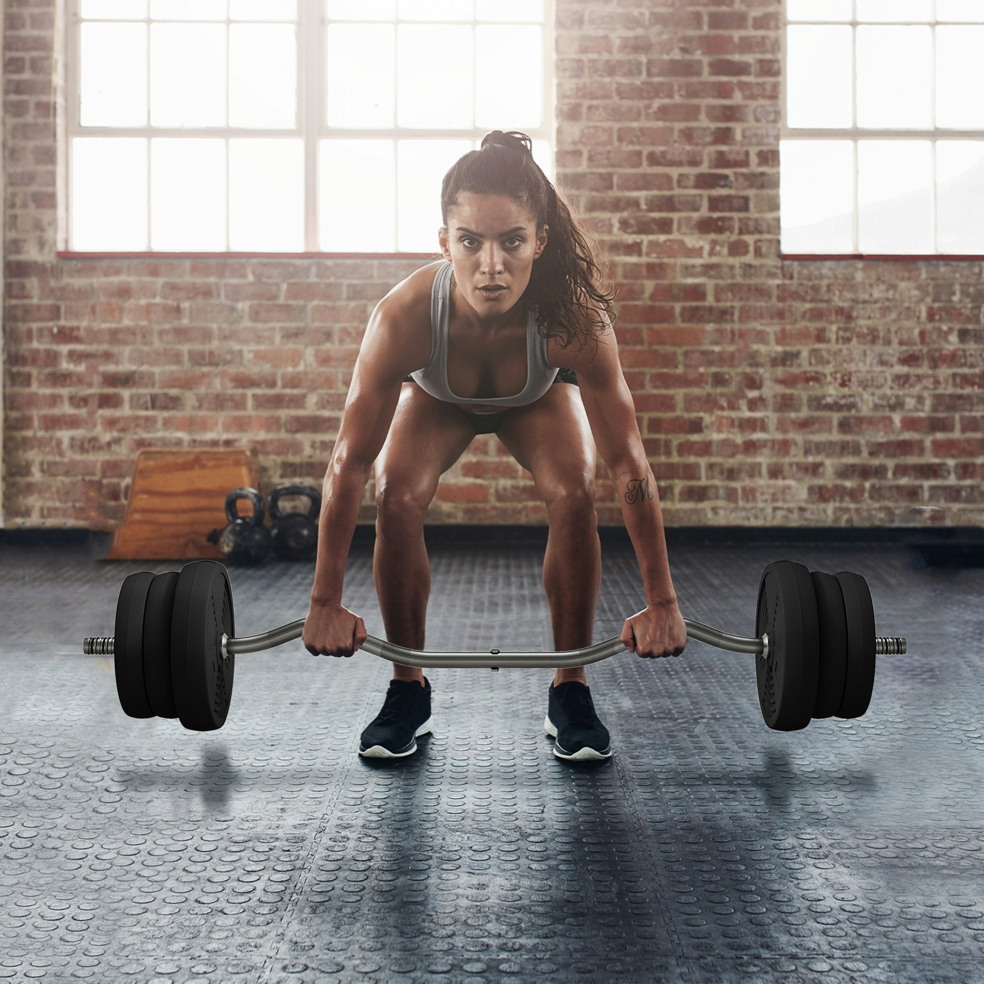 Sportnow 25Kg Adjustable Barbell Weights Set For Home Gym Strength Training - Փ25 X 120Lcm