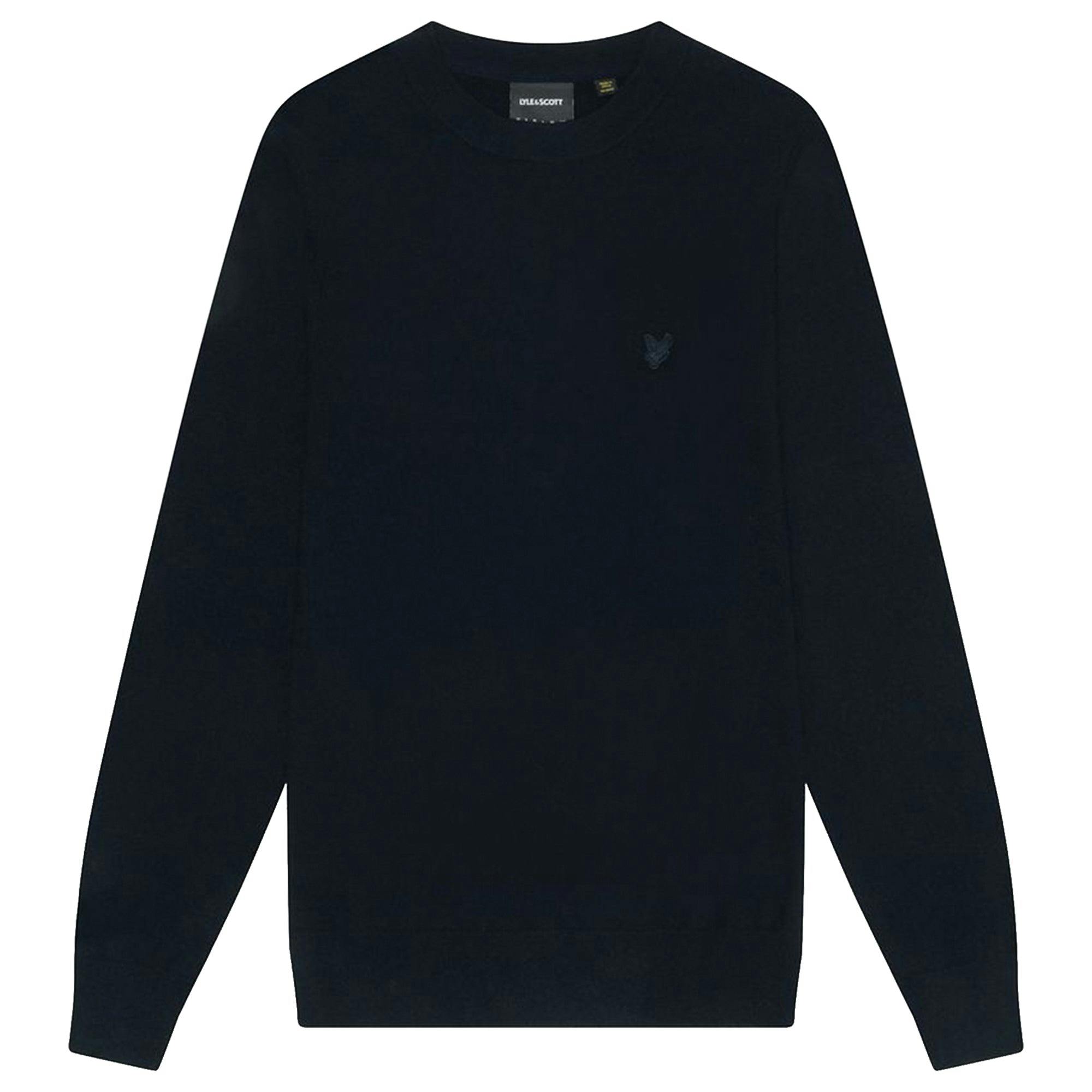 Lyle & Scott Dark Tonal Eagle Lambswool Crew Neck Jumper - Navy - X-Large