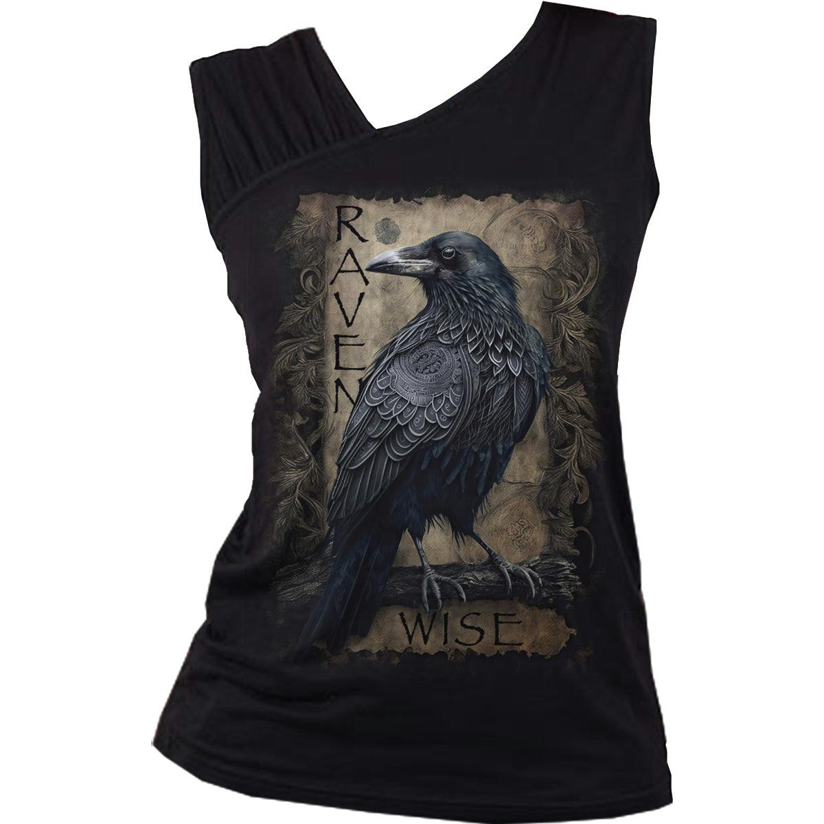 Spiral Direct Black Raven Wise - Gathered Shoulder Slant Vest - S - Digital - Digital