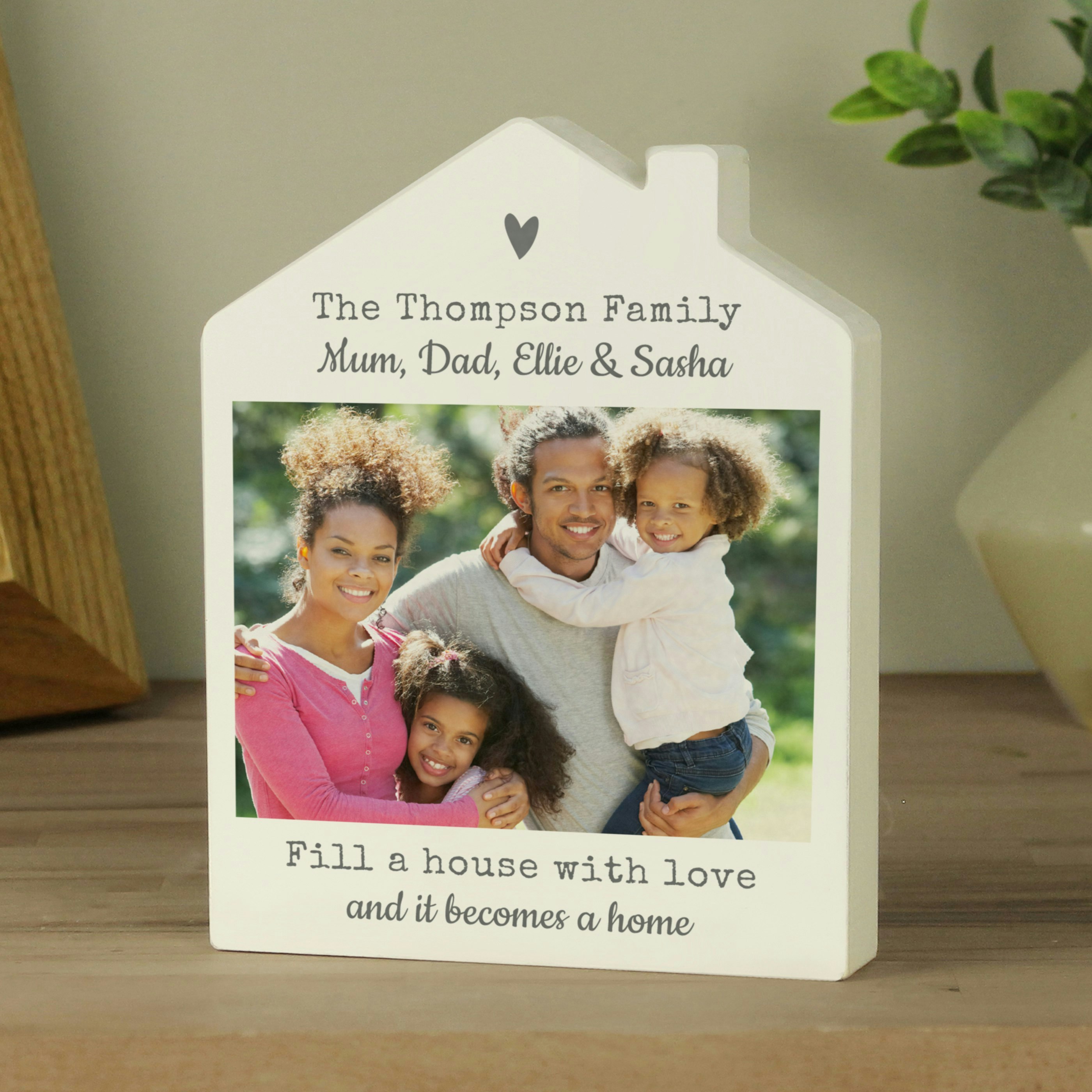 Personalised Memento Company Grey Personalised Photo Upload Wooden House Ornament