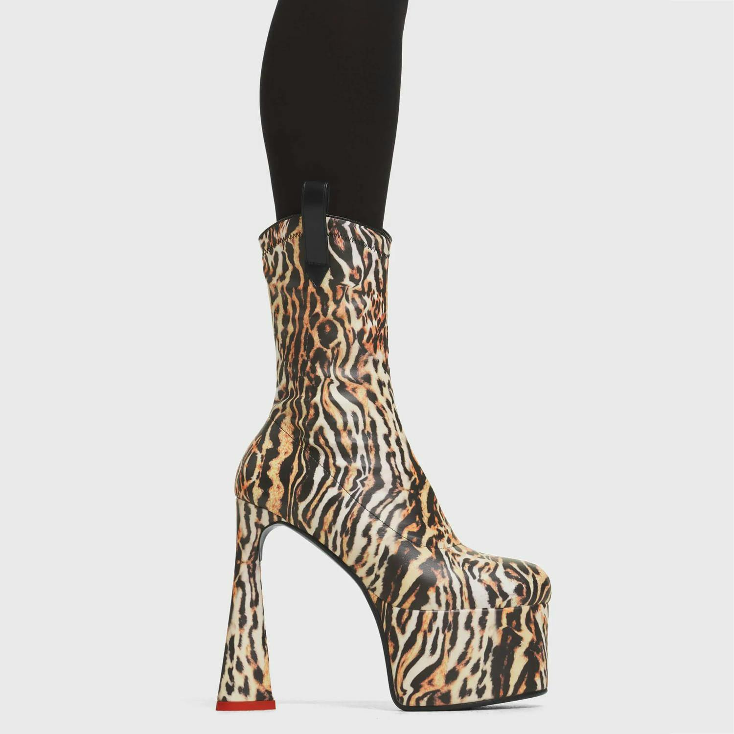Lamoda Explosive Tiger Stretch Pu Lace-Up Ankle Boots Bold Urban Street - Uk7