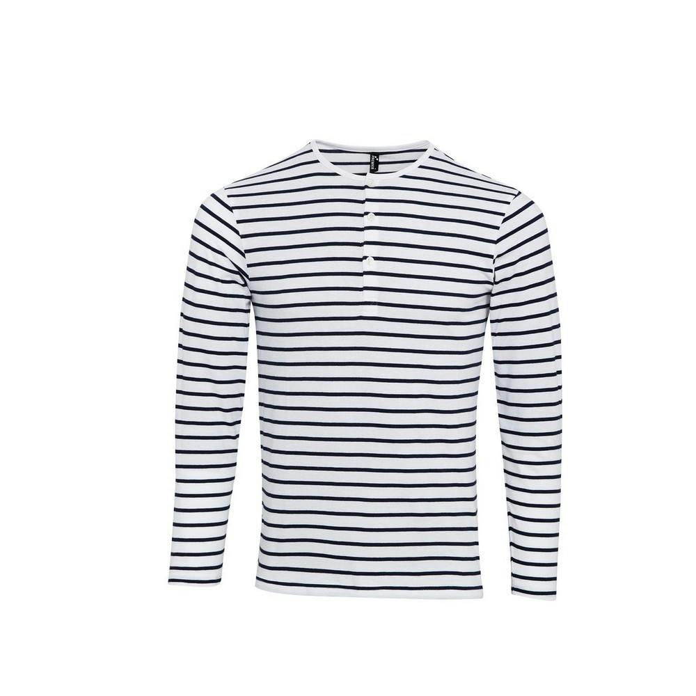 Premier Mens Long John Roll Sleeve T-Shirt (White/Navy) - Size 3XL - Image 3
