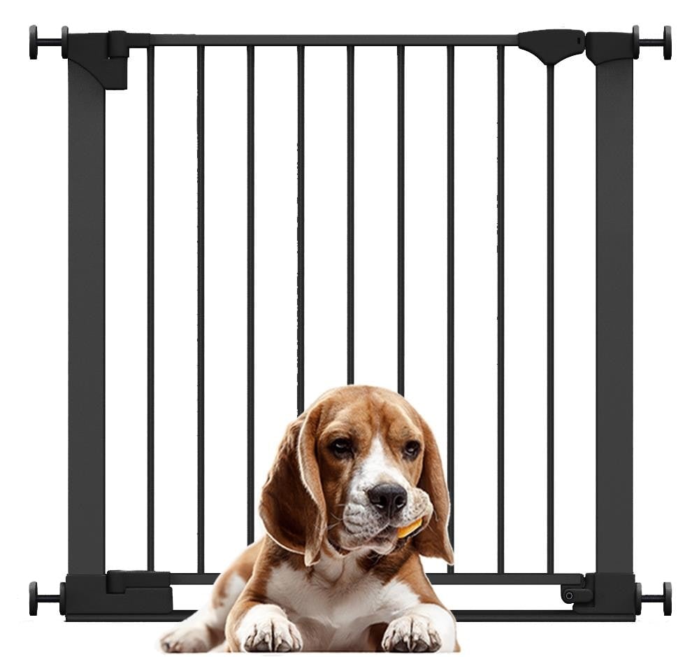 Bettacare Black Safestep Dog Gate, 82Cm - 89Cm, Extra Low Walkthough, 67Cm Extra Wide Doorway, One Piece Extra Wide Pet Gate