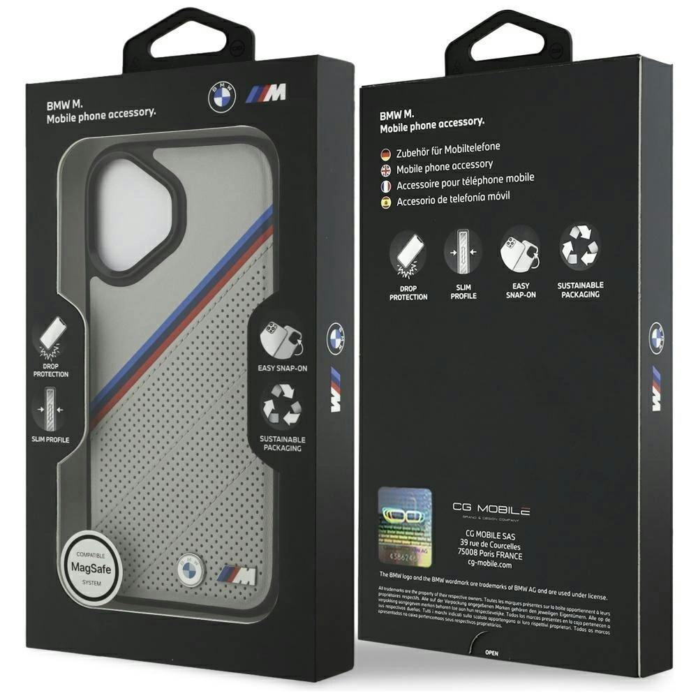Bmw Grey M Tricolor Metal Logo Case With Magsafe For Case For Iphone 17 6.3" - Bmhmp17s25pcspeg