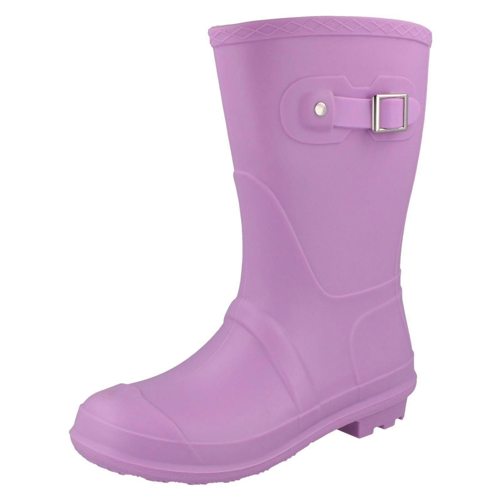 Spot On Women's Lilac Buckle Detail Wellington Boots - Uk 5