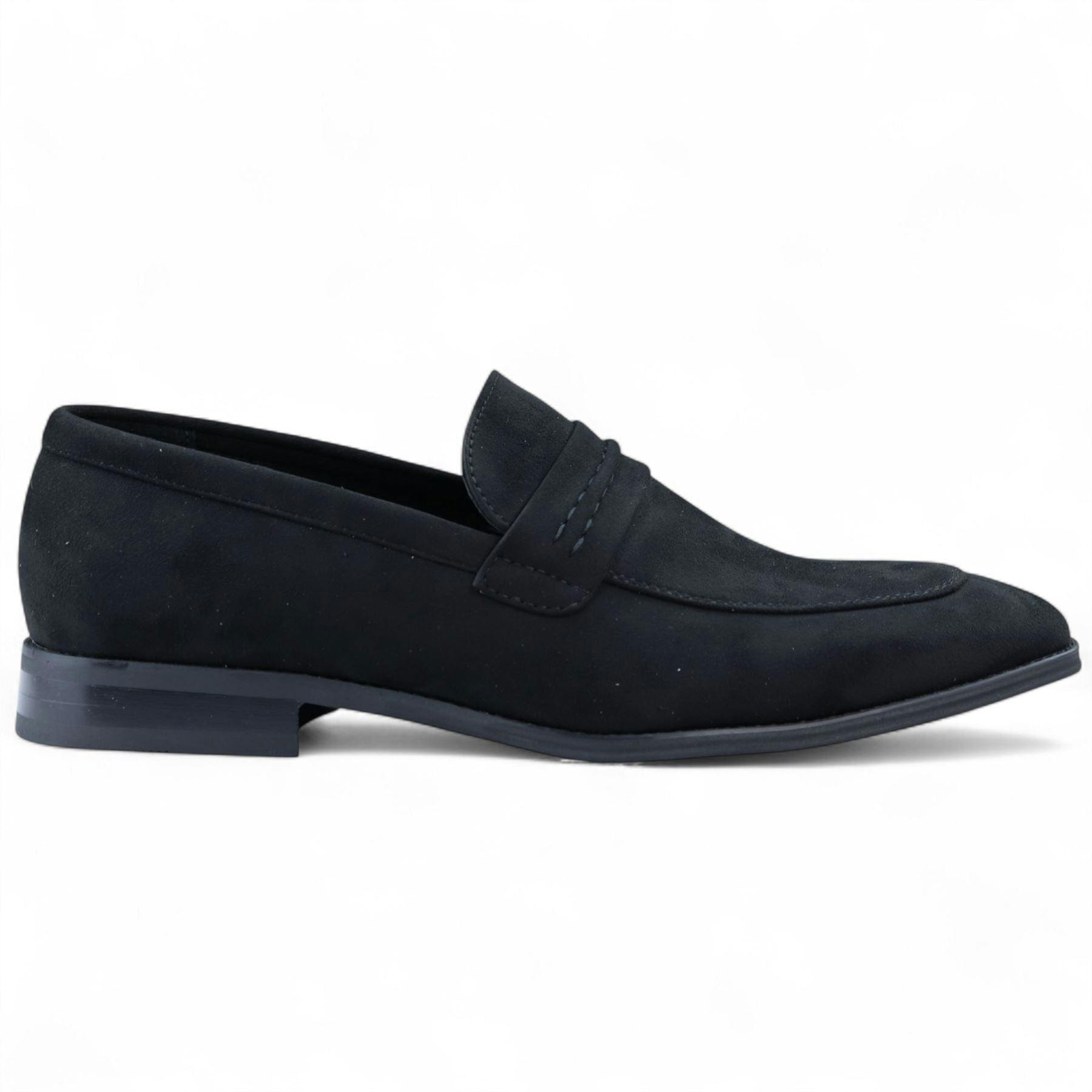 Dolcetto Men's Black Suede Moccasin Loafers Smart Slip-On Shoes - Uk 11 | Eu 45 | Us 12