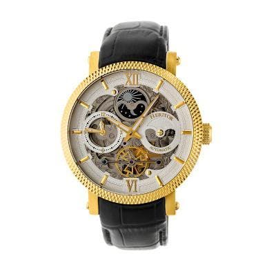 Heritor Automatic Men's Black/Gold Aries Skeleton Dial Watch